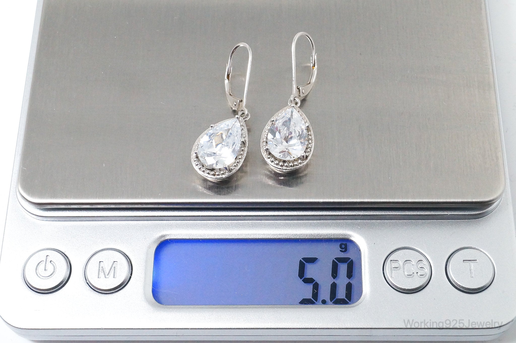 Vintage Designer JCM Cubic Zirconia Sterling Silver Earrings