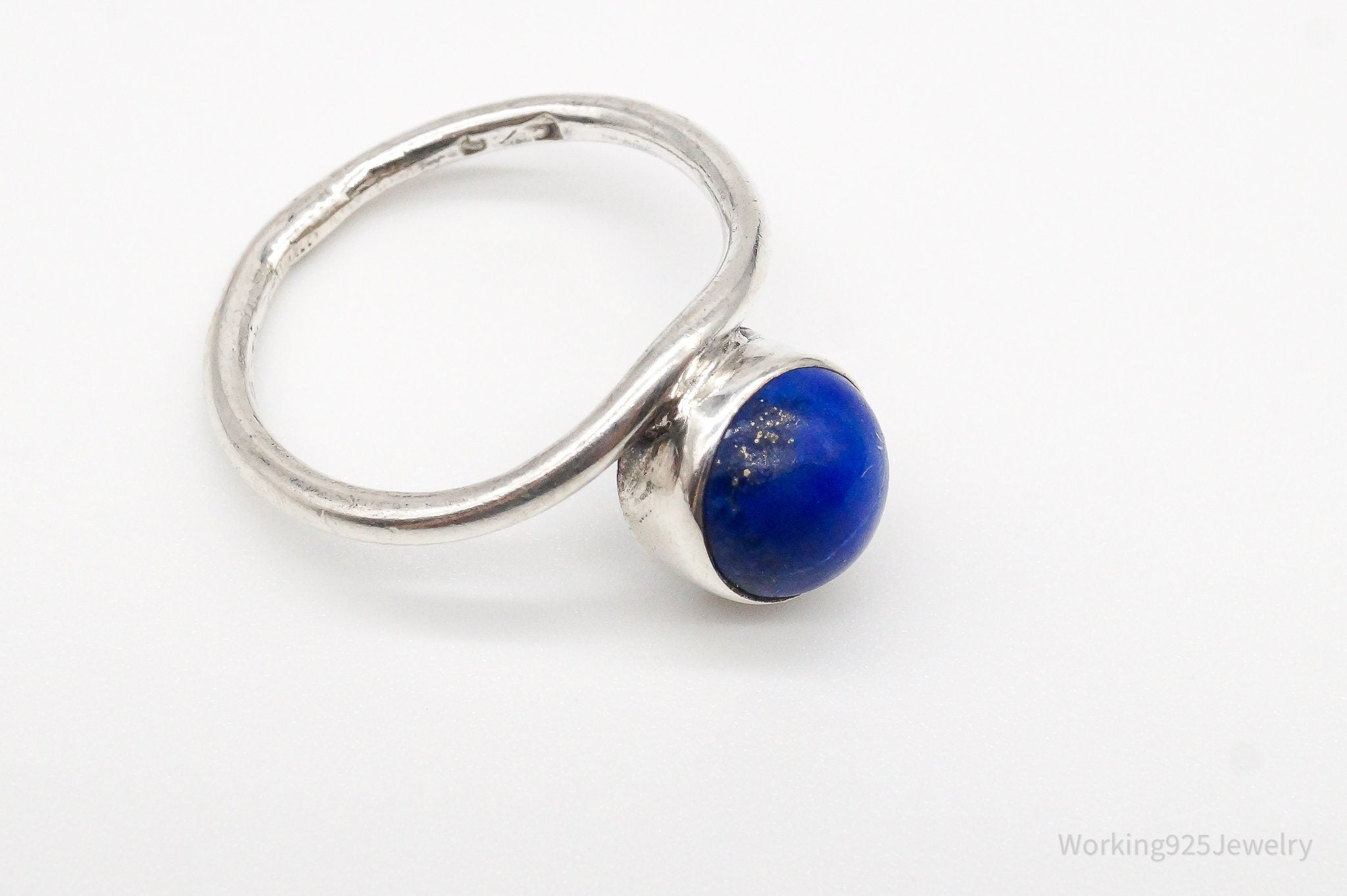 Vintage Blue Lapis Lazuli Sterling Silver Ring - Size 6.5