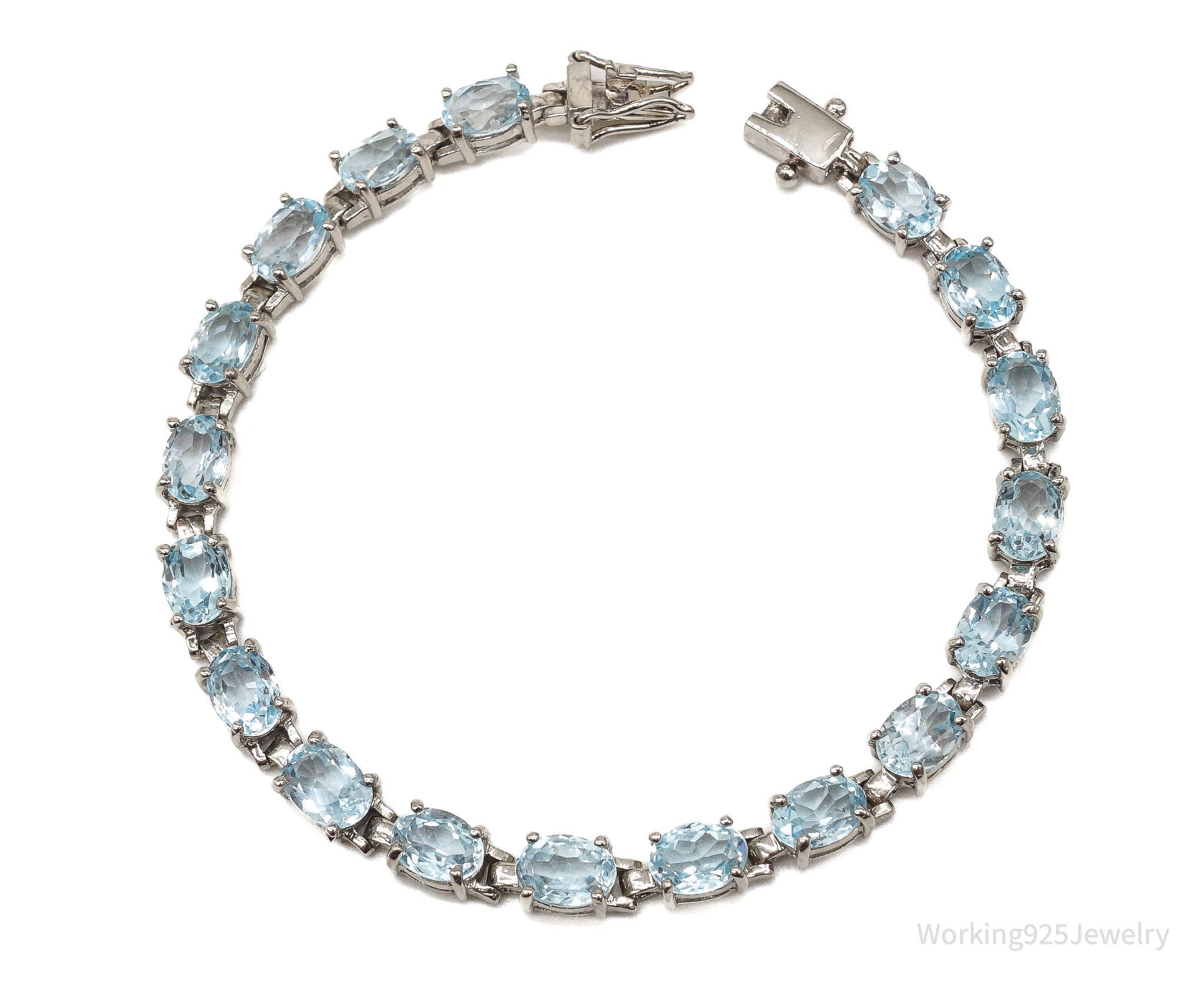 Vintage Blue Topaz Sterling Silver Bracelet