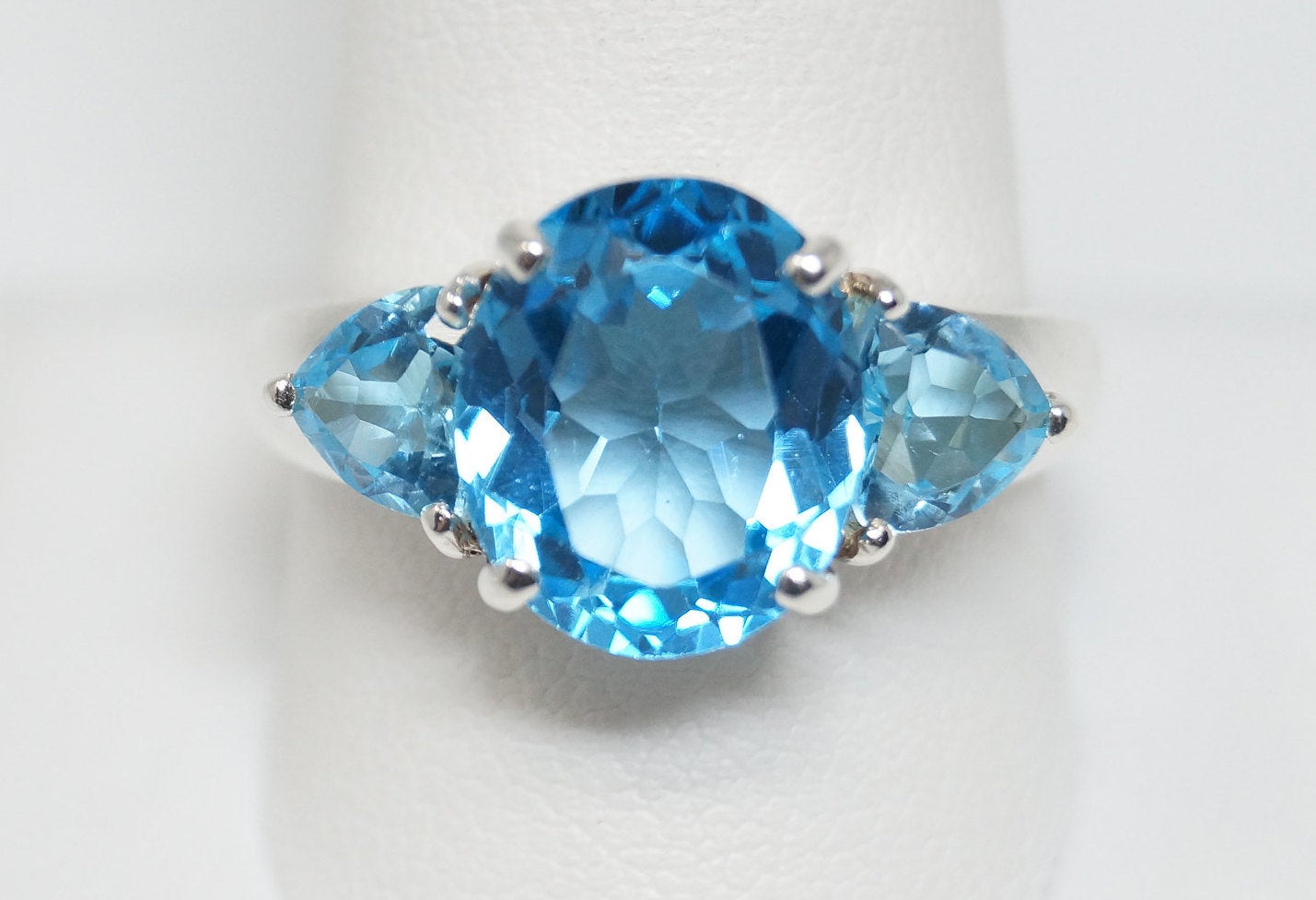 Vintage Designer CNA Blue Topaz Sterling Silver Ring - SZ 10.75