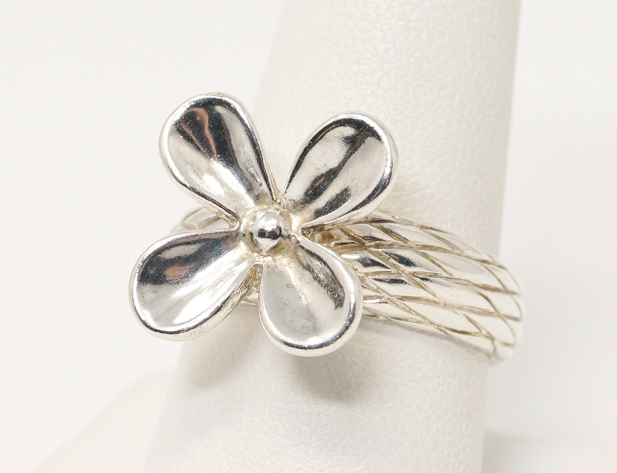 Vintage Designer Carolyn Pollack Relios Flower Sterling Silver Ring - Sz 8.75