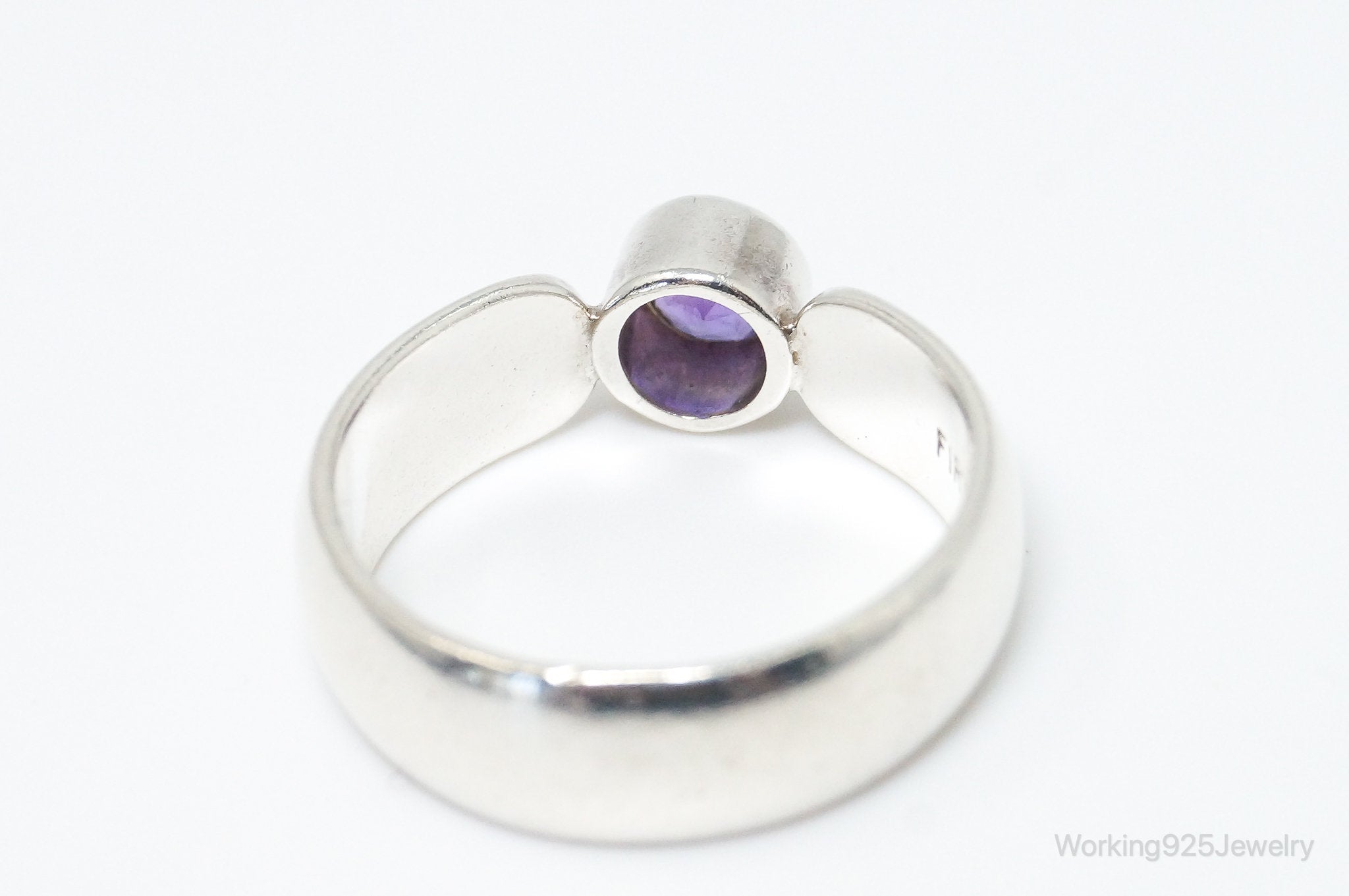 Vintage Designer Firth Modernist Amethyst Sterling Silver Ring SZ 7