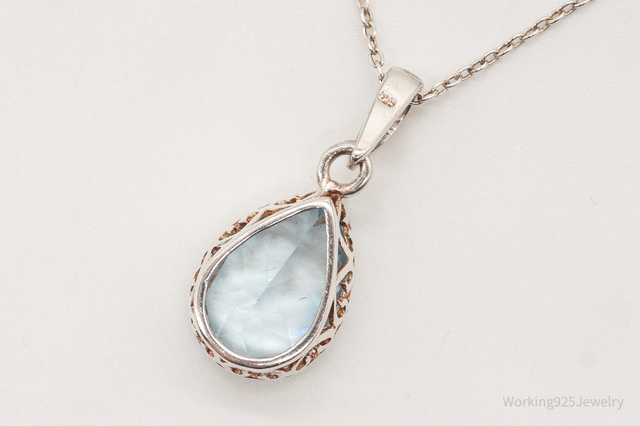 Vintage Blue Topaz Sterling Silver Necklace