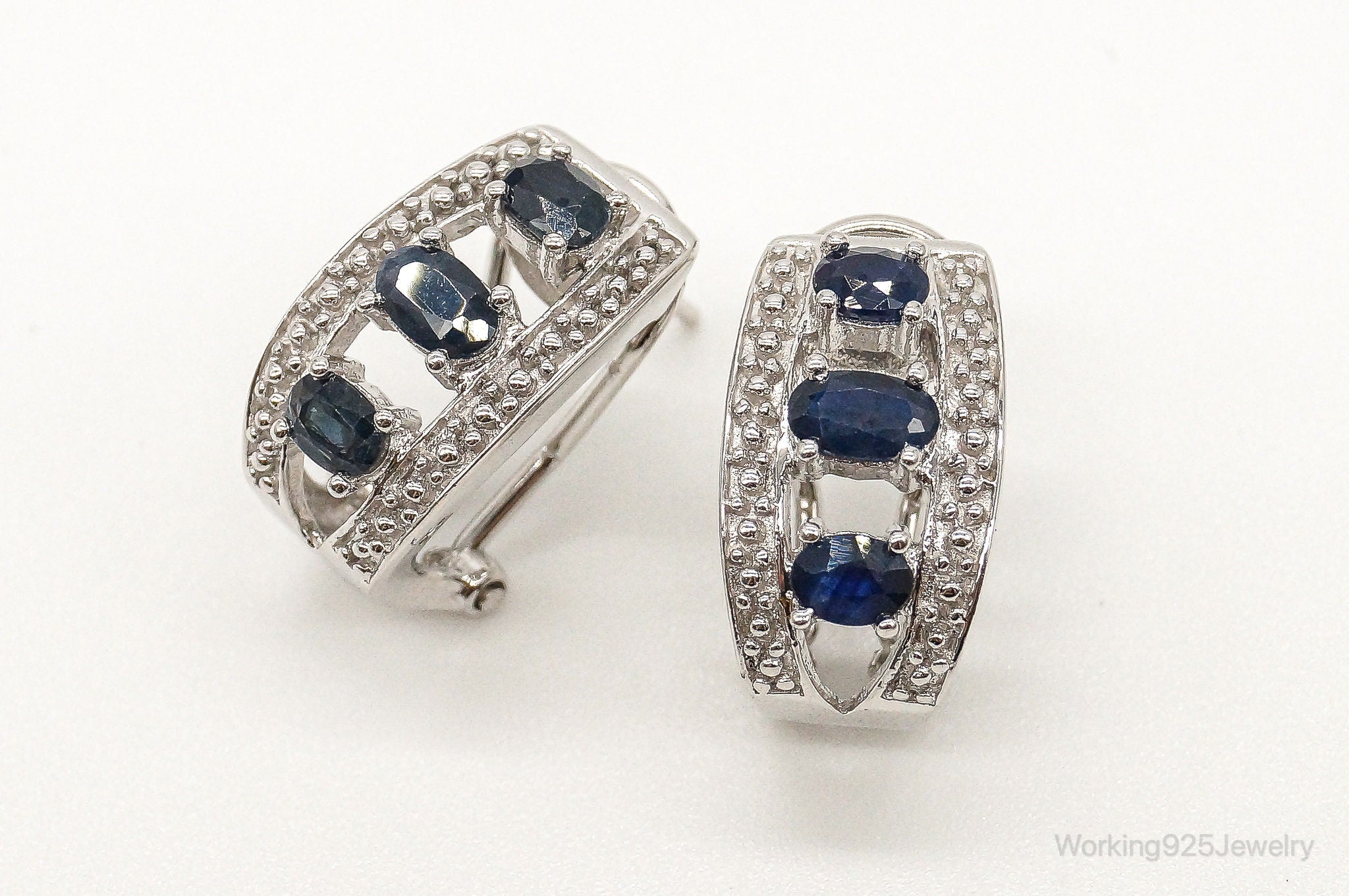 Blue Sapphire Sterling Silver Earrings