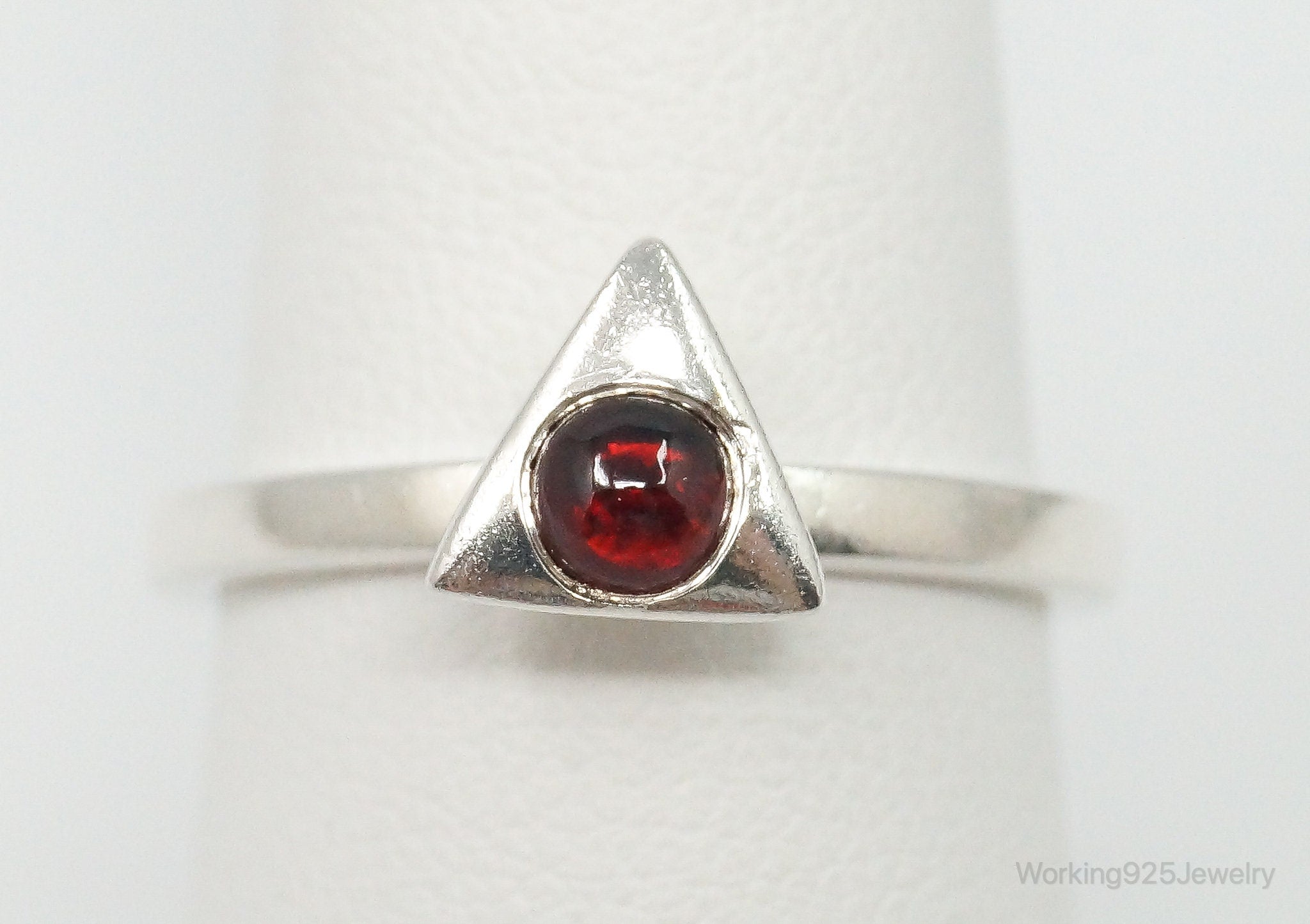 Vintage Garnet Sterling Silver Ring - Size 7