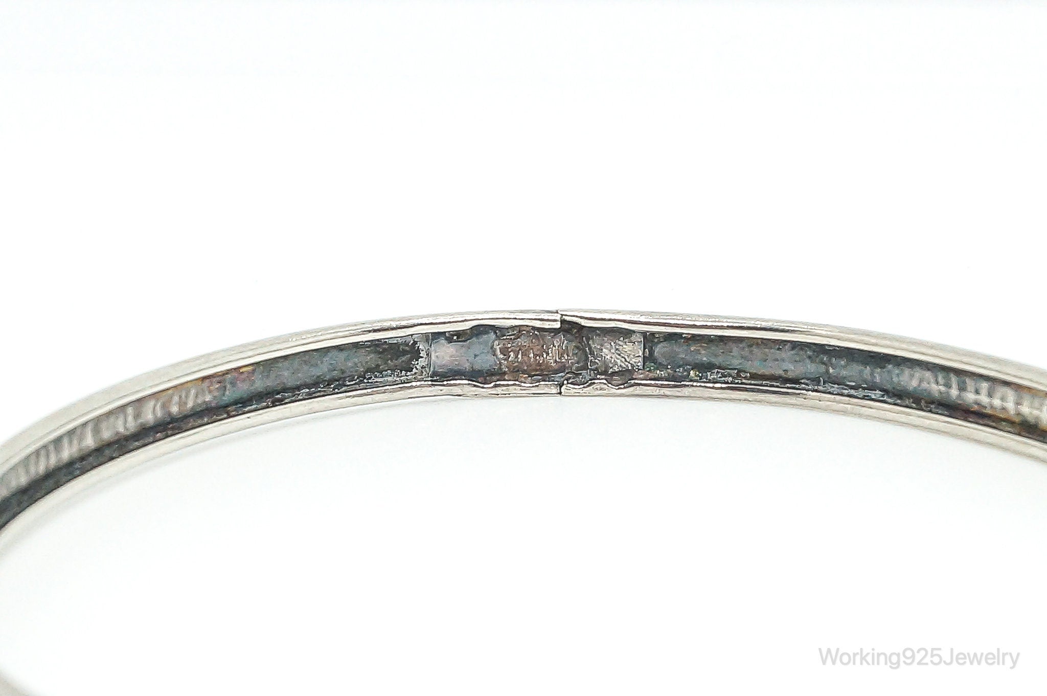 Antique Floral Pattern Sterling Silver Bangle Bracelet