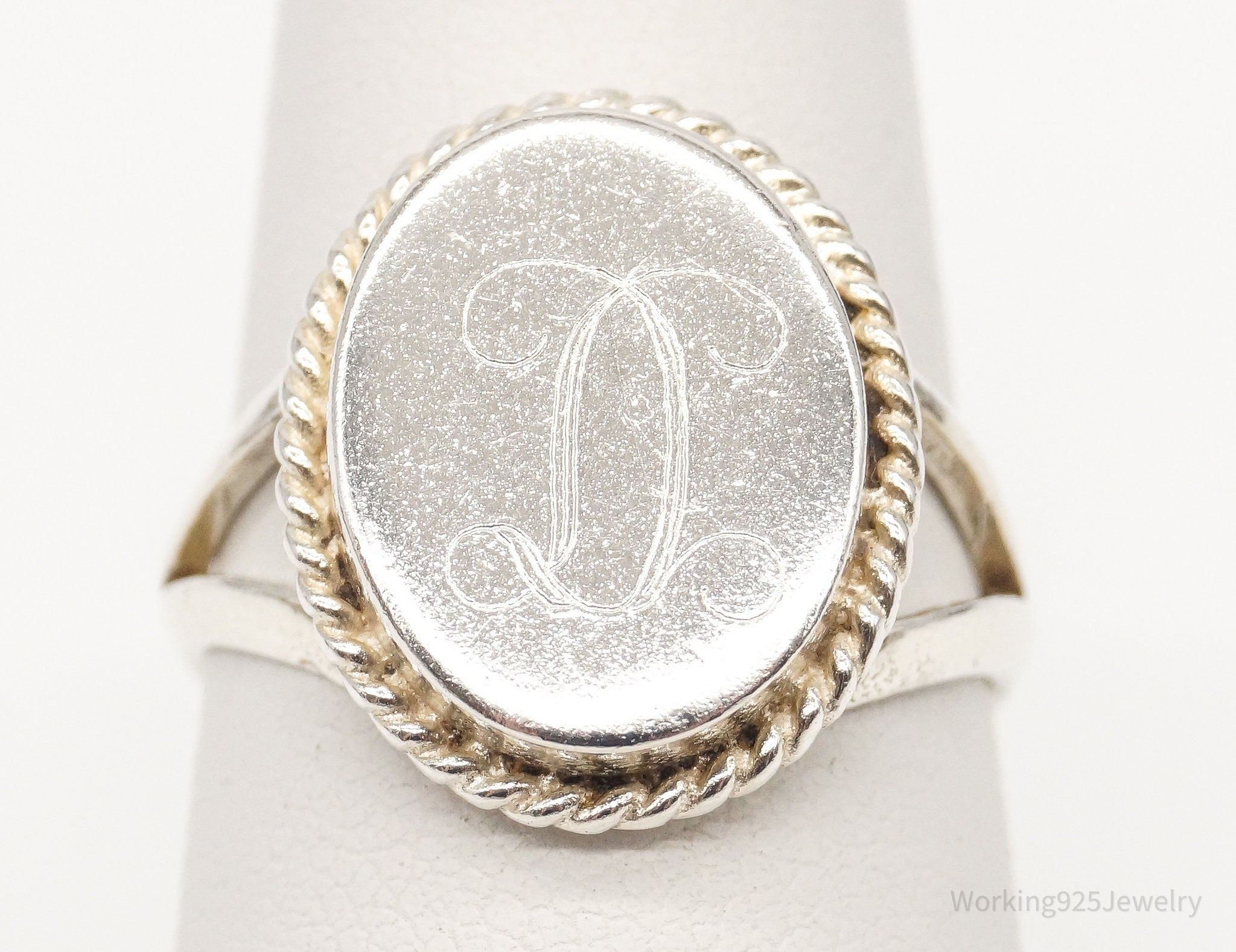 Vintage Initial Sterling Silver Ring - Size 6.75