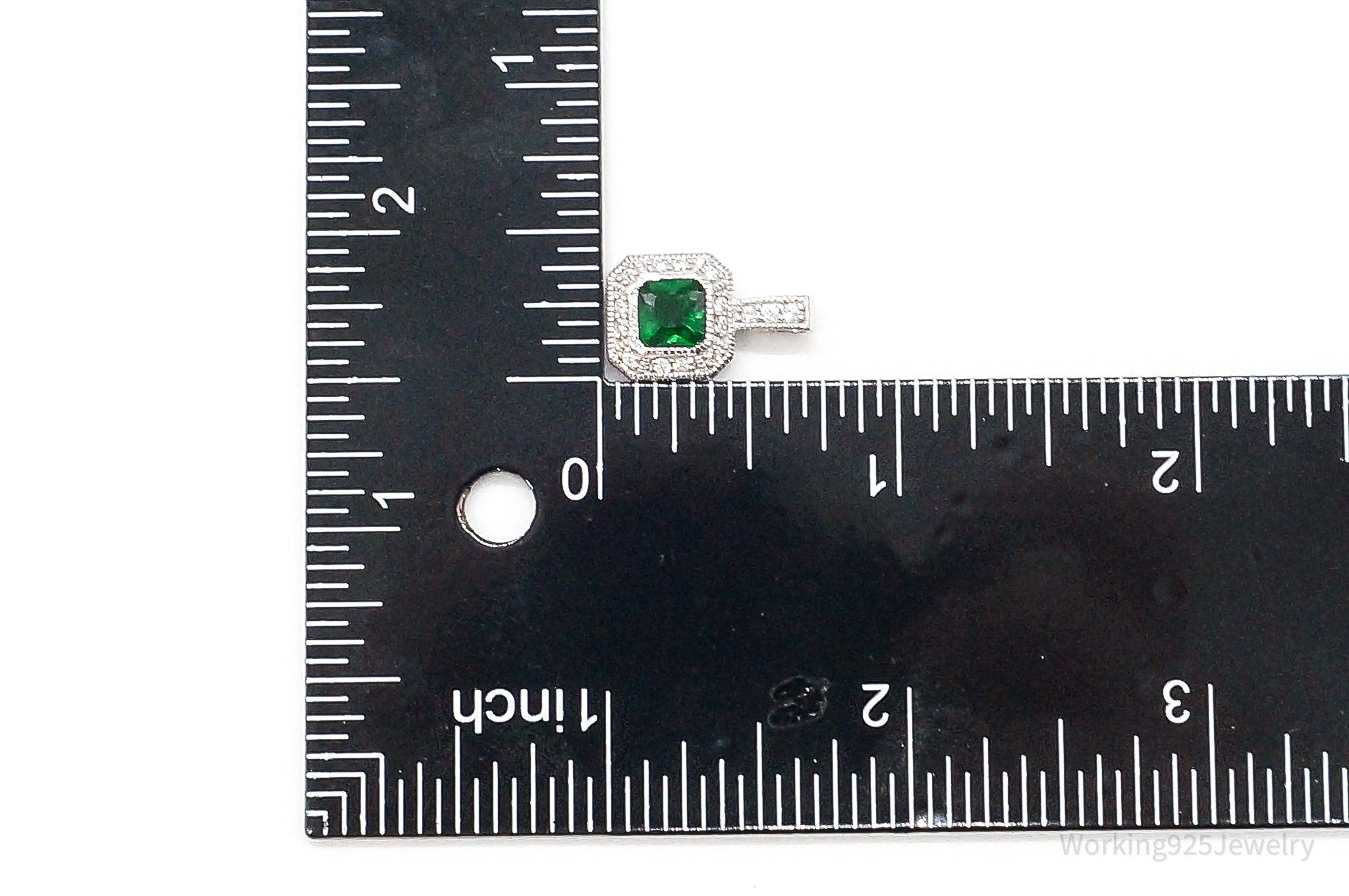 Designer CWE Lab Emerald Cubic Zirconia Sterling Silver Pendant