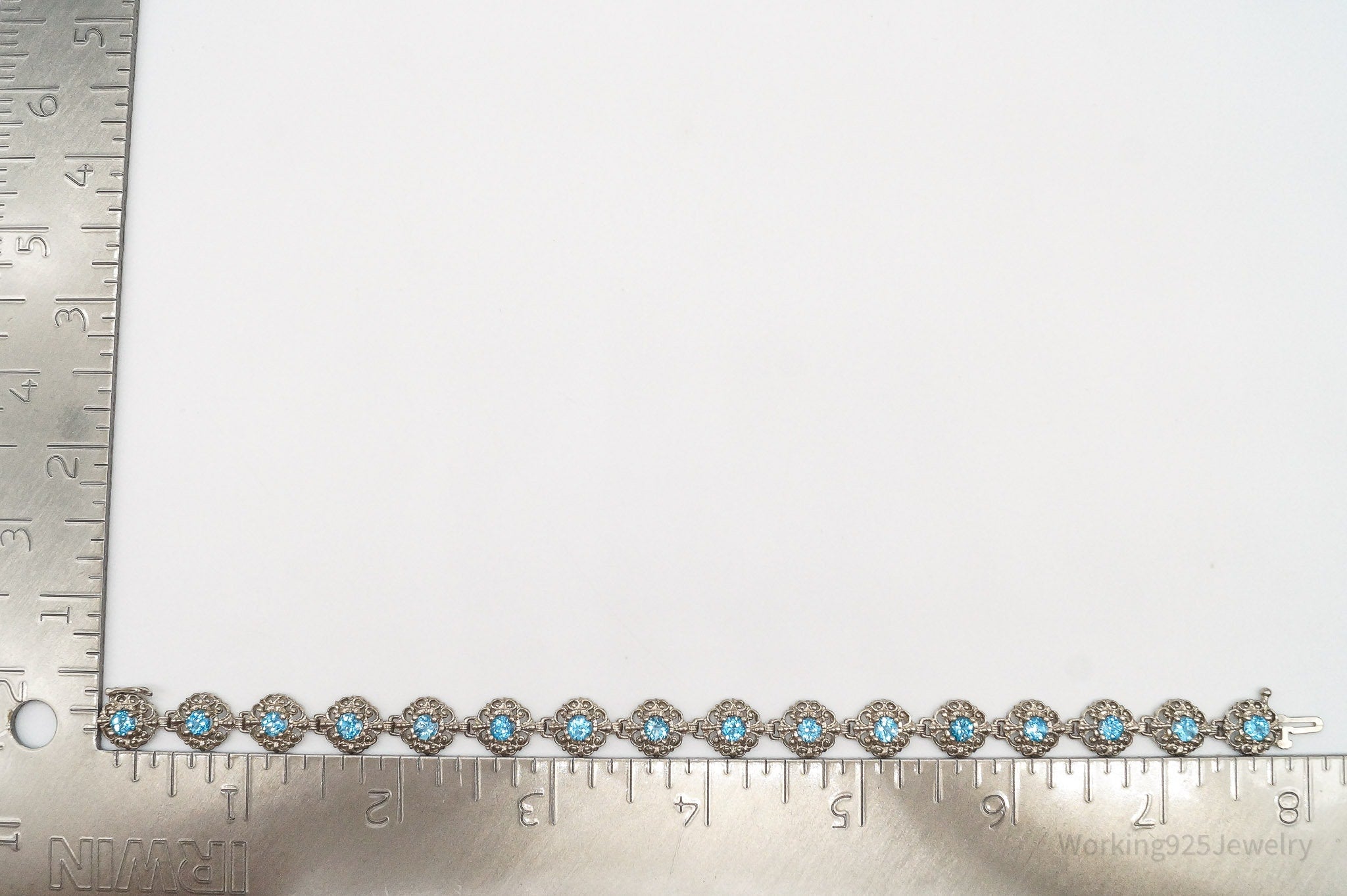 Vintage Blue Topaz Sterling Silver Bracelet