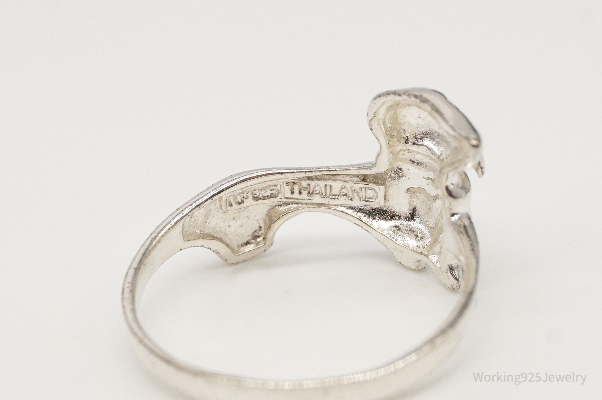 Vintage Dachshund Sterling Silver Band Ring - Size 8