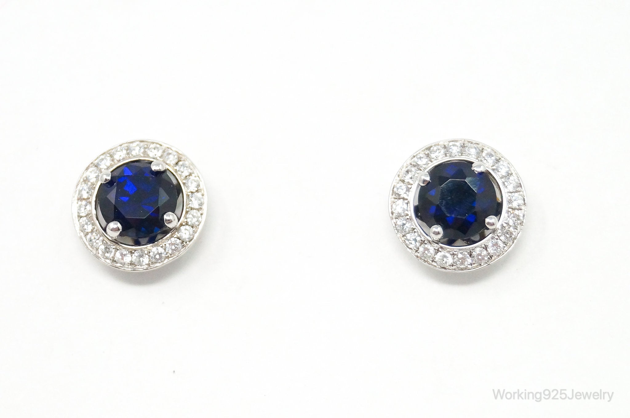 Designer Sapphire Cubic Zirconia Sterling Silver Earrings