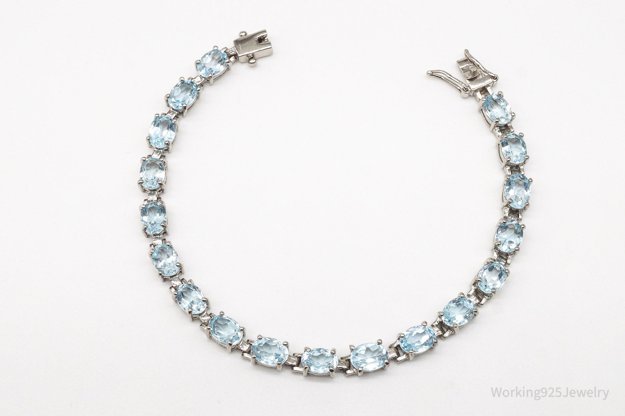 Vintage Blue Topaz Sterling Silver Bracelet