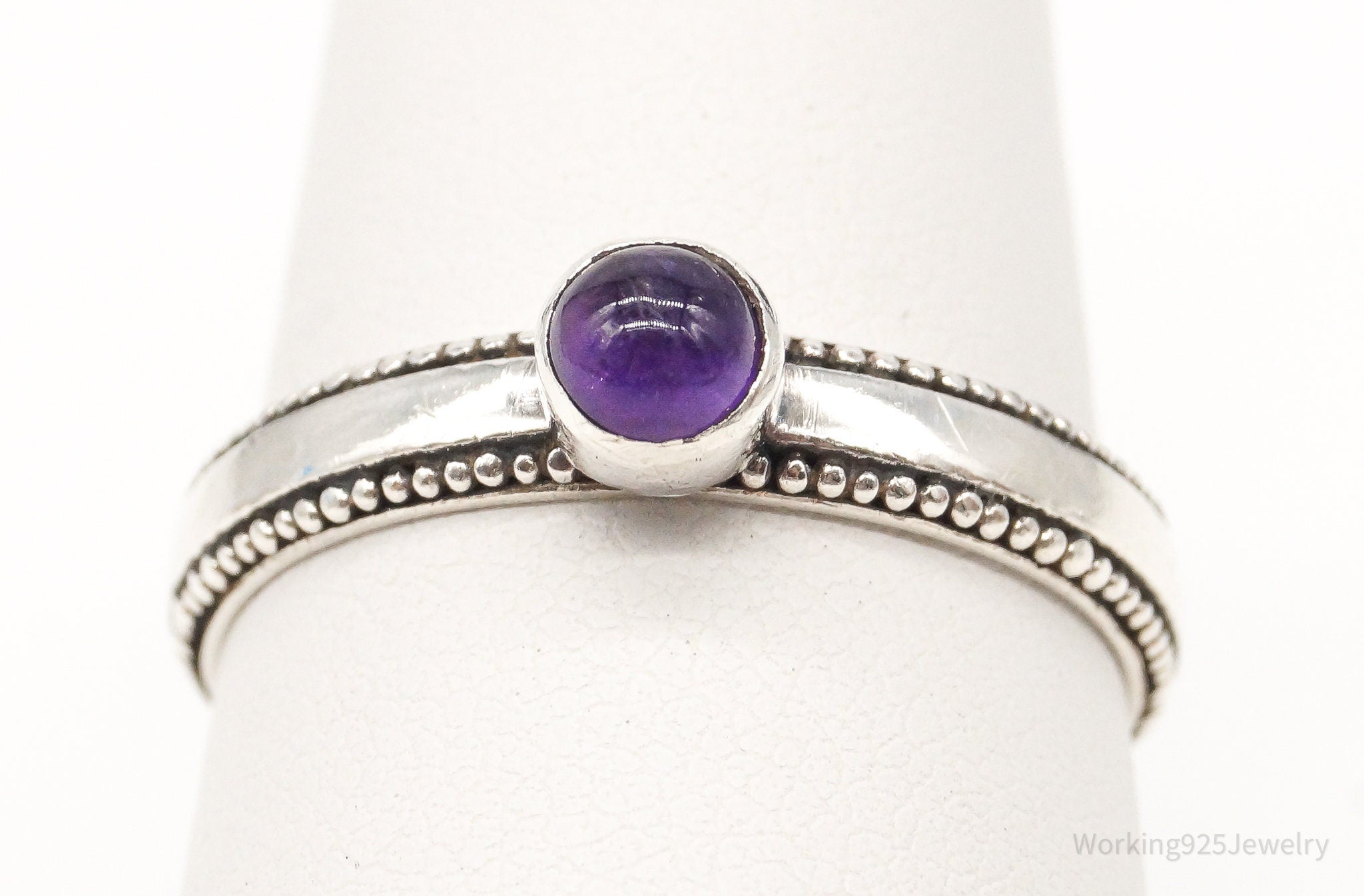 Vintage Amethyst Sterling Silver Ring - Size 8.75