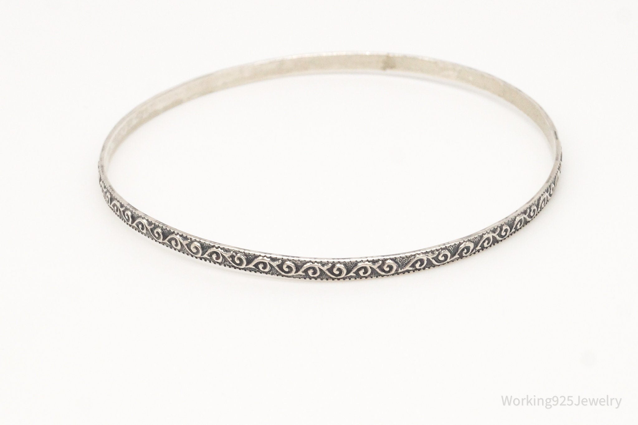 Antique Beau Art Nouveau Sterling Silver Bangle Bracelet