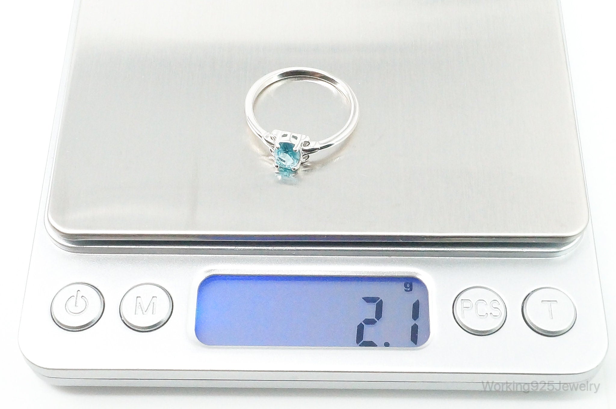 Blue Topaz Sterling Silver Ring - Size 8.75