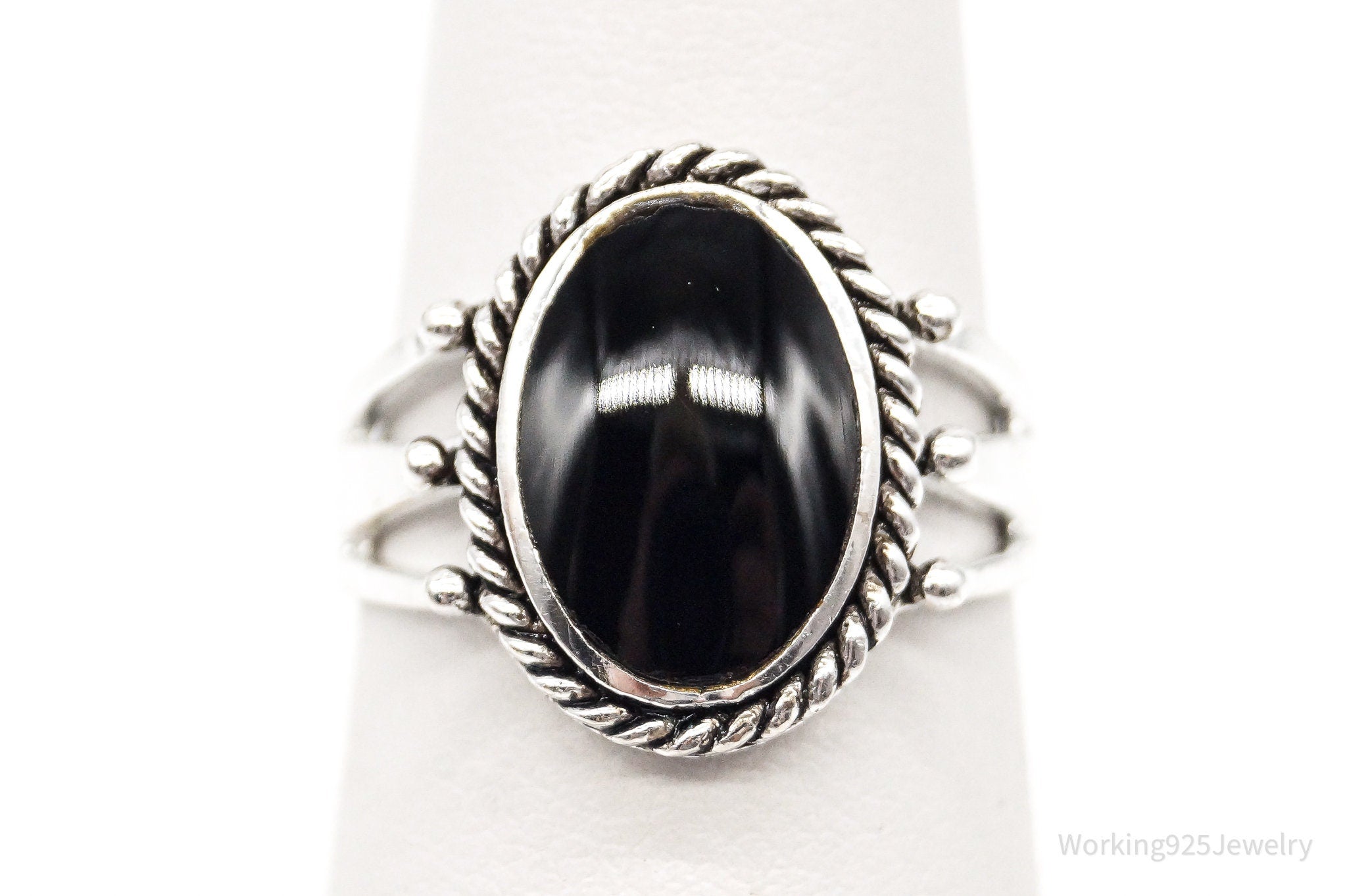 Vintage Black Onyx Sterling Silver Ring Size 5.75