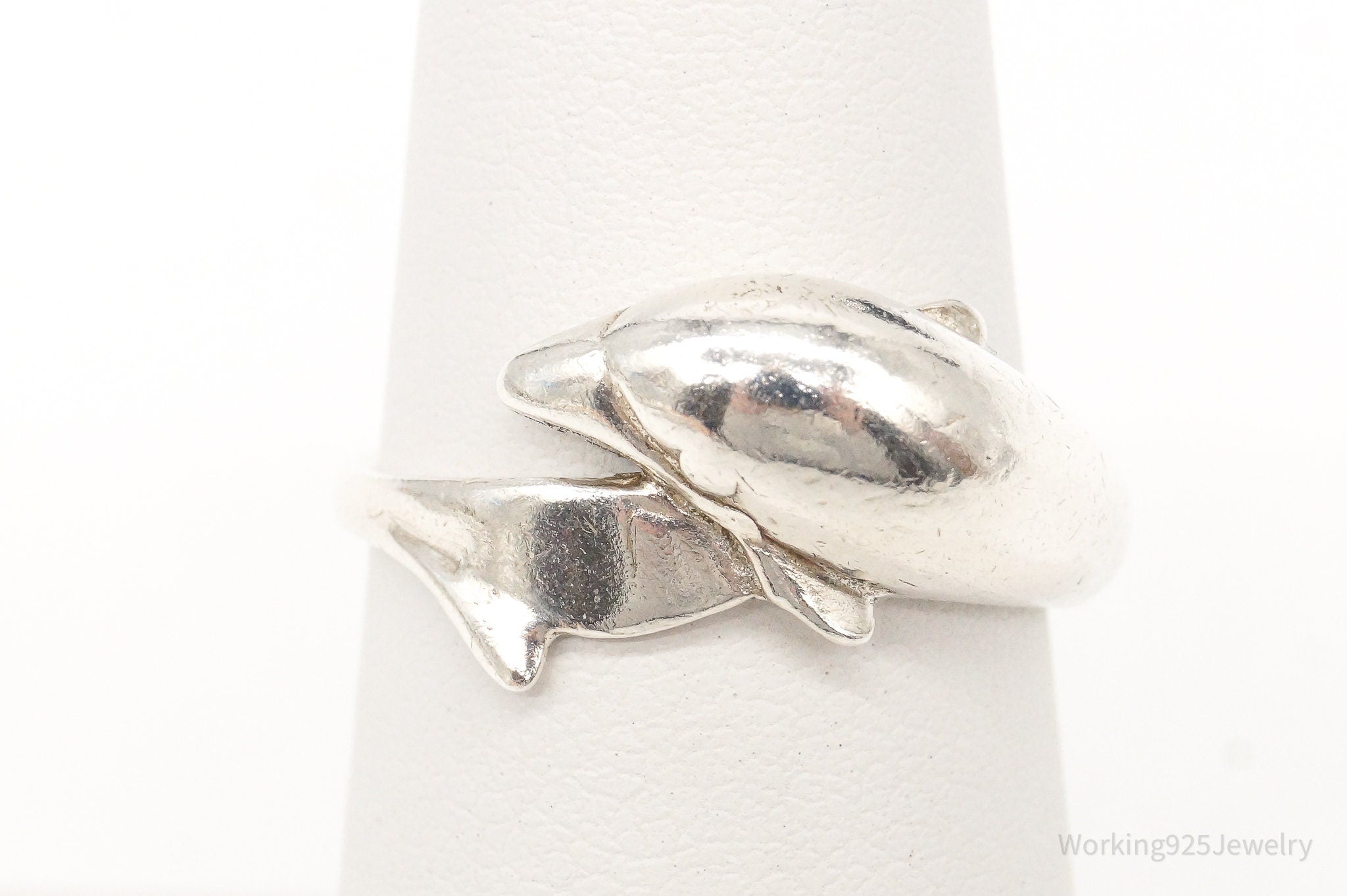 Vintage Dolphin Sterling Silver Wrap Ring - Size 5.75