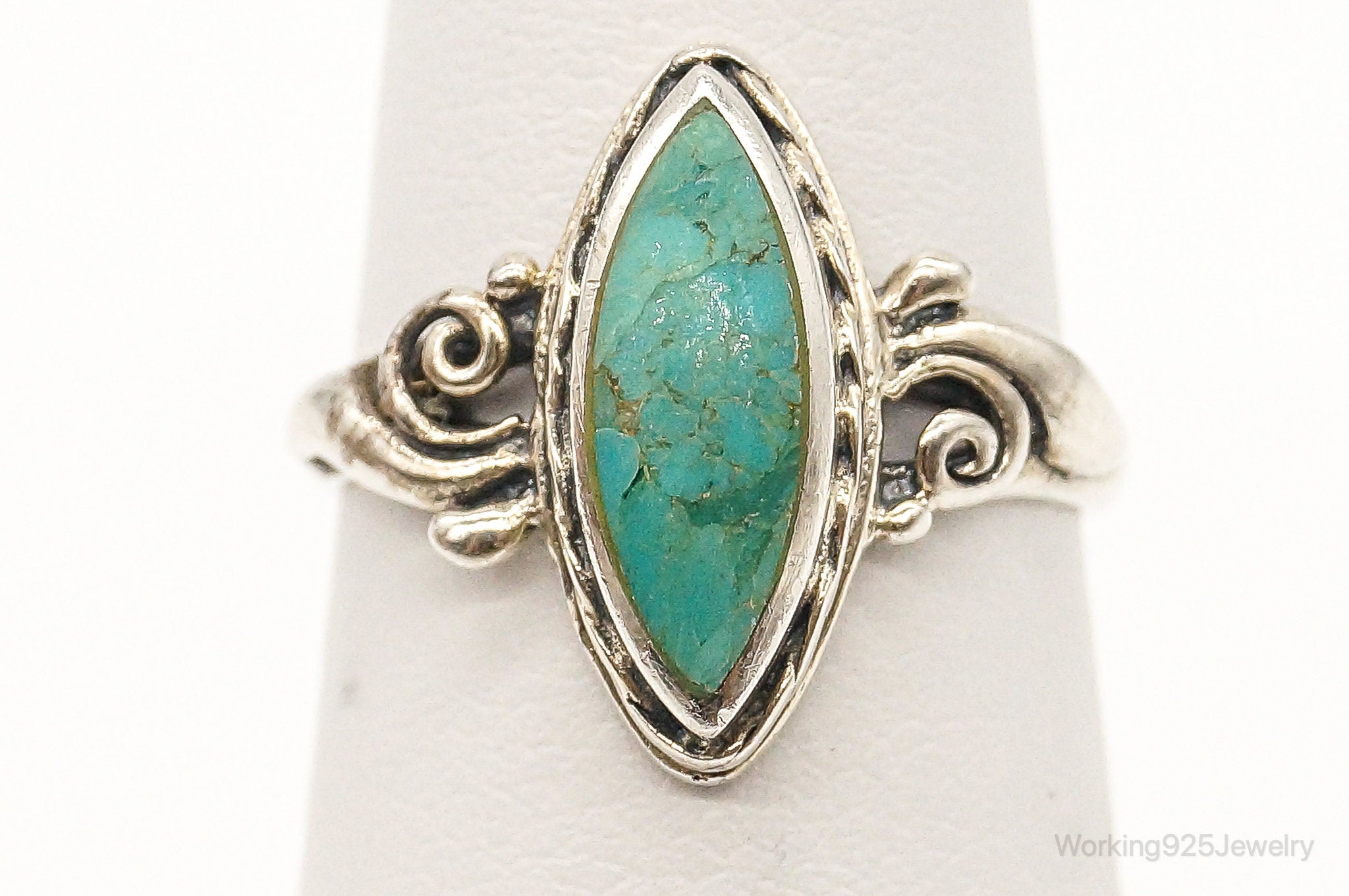 Vintage Designer BOMA Turquoise Sterling Silver Ring SZ 5.25