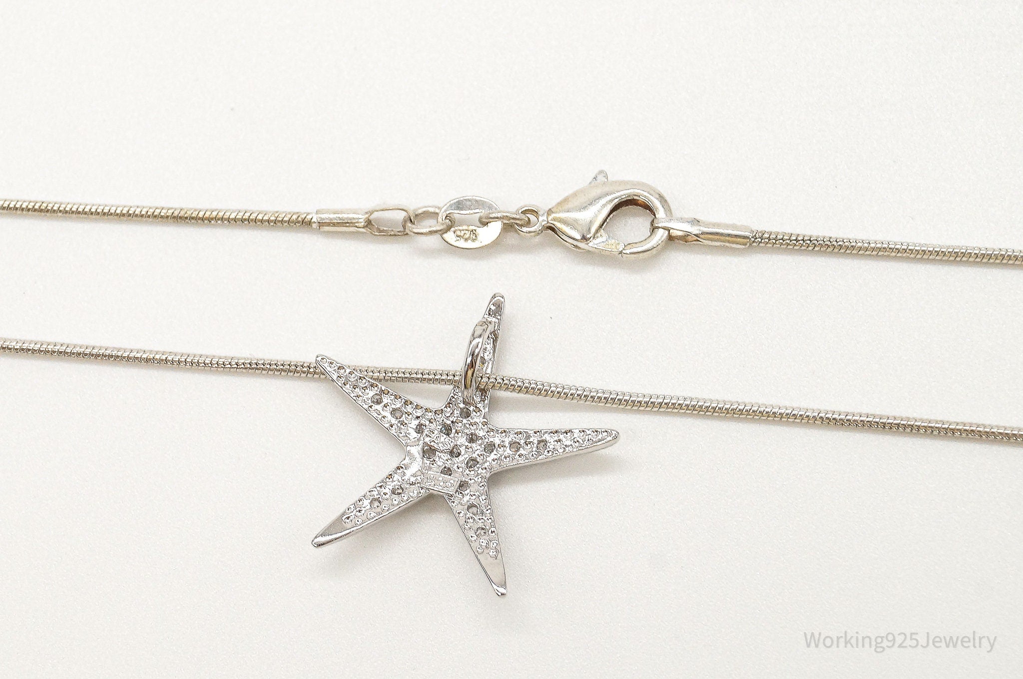 Cubic Zirconia Starfish Sterling Silver Necklace