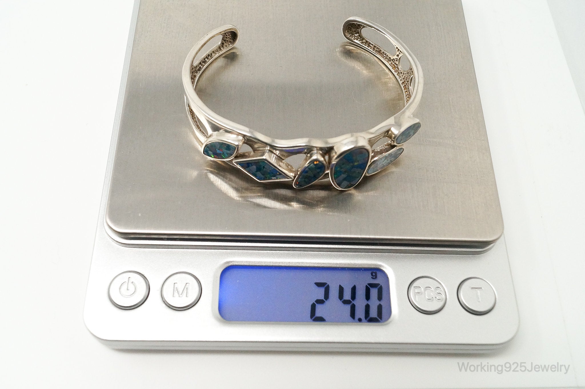 Designer Whitney Kelly WK Blue Fire Opal Sterling Silver Bracelet