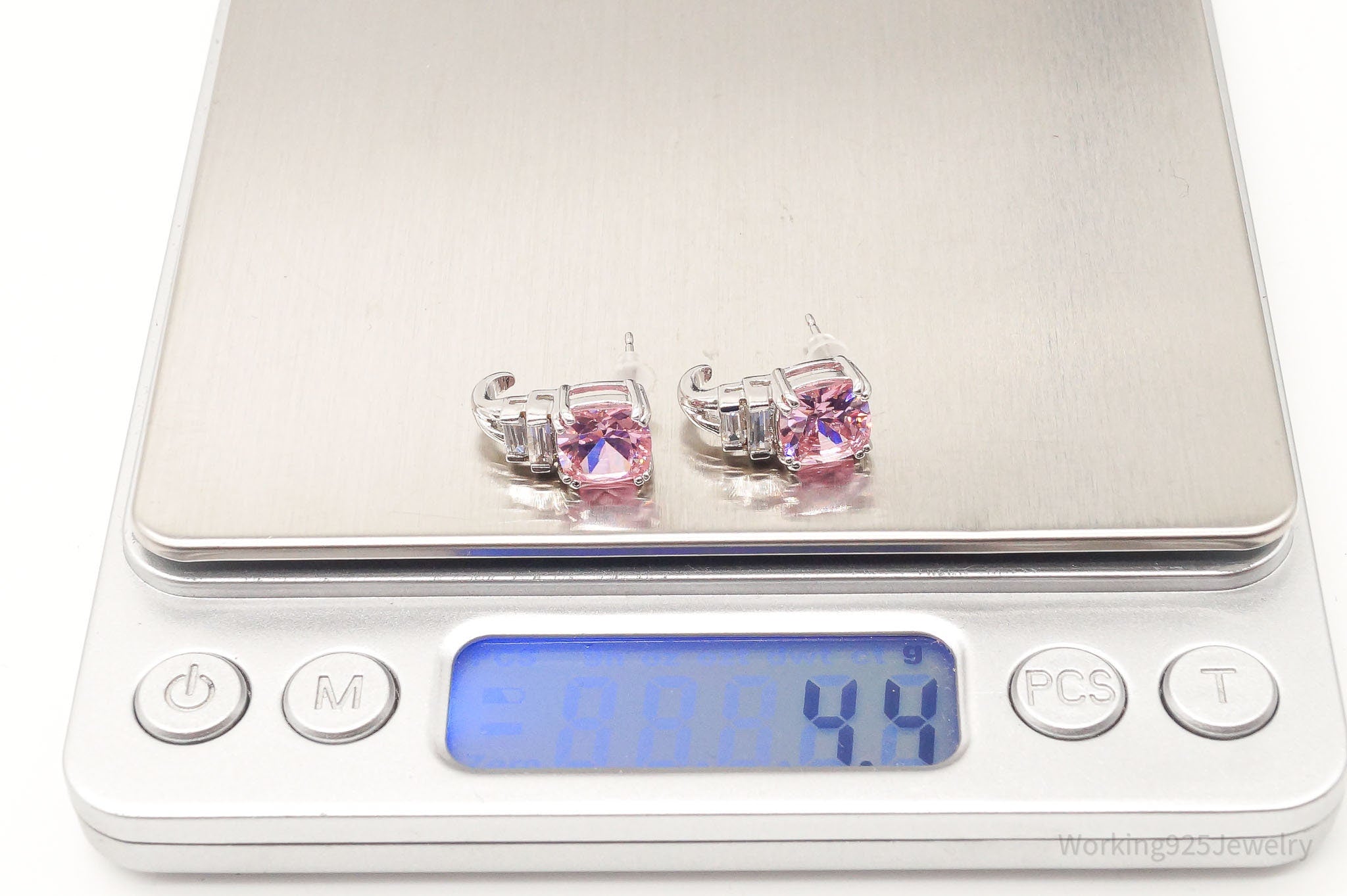 Ross Simons Pink & White Cubic Zirconia Sterling Silver Earrings