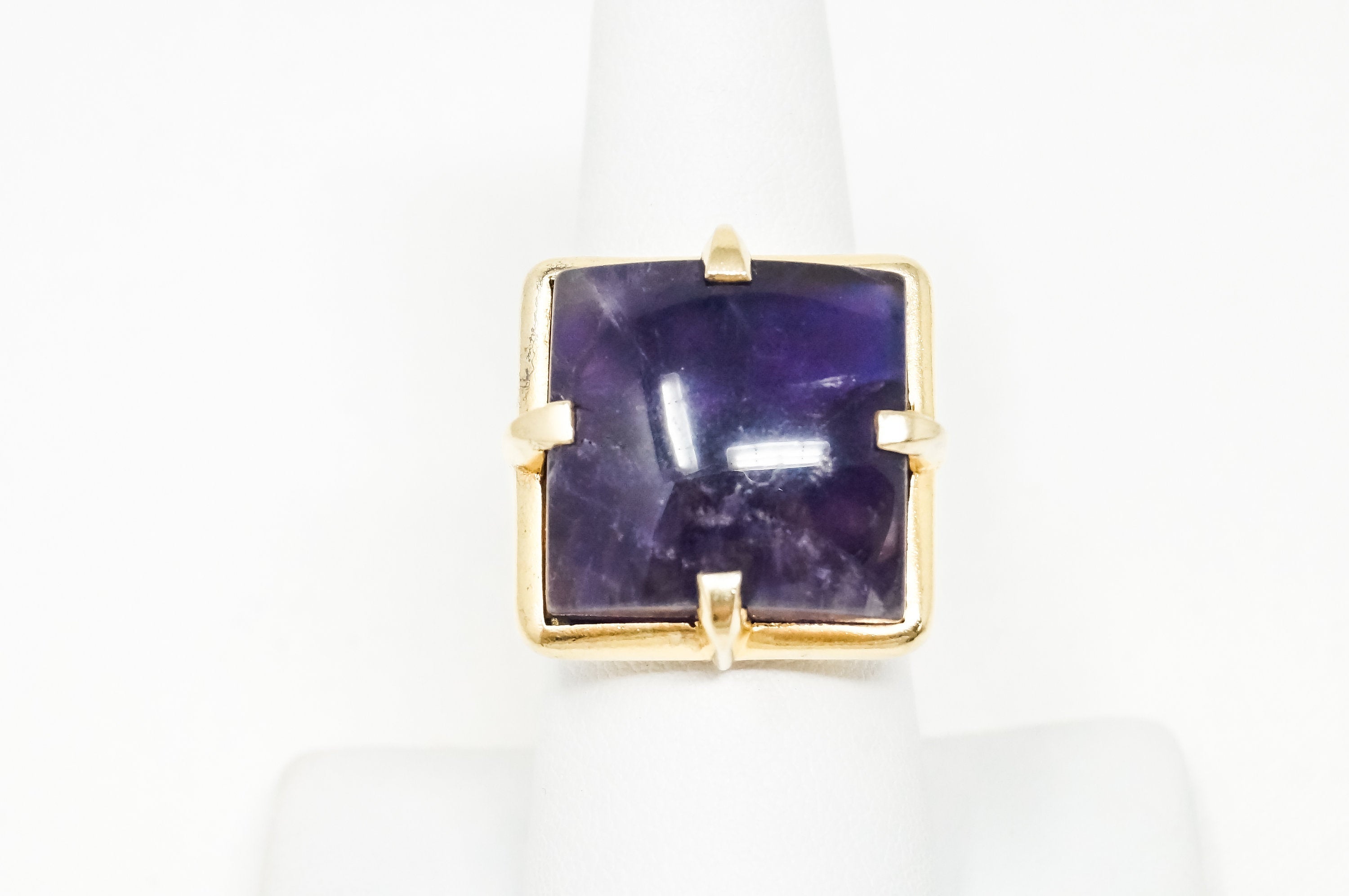 Vintage Designer Baluba Amethyst Gold Vermeil Sterling Silver Ring - Sz 7.5