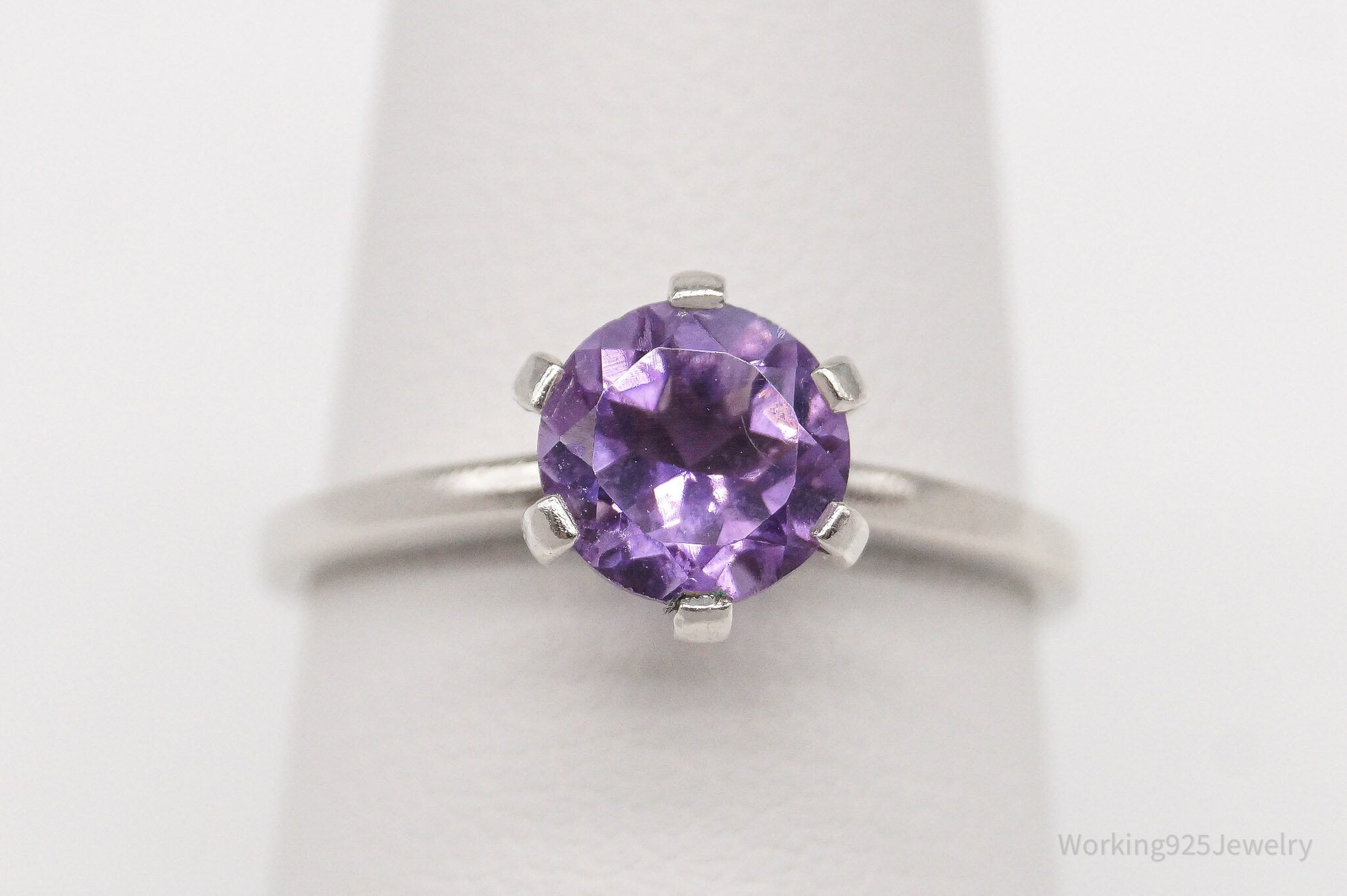 Vintage Amethyst Sterling Silver Ring - Size 8