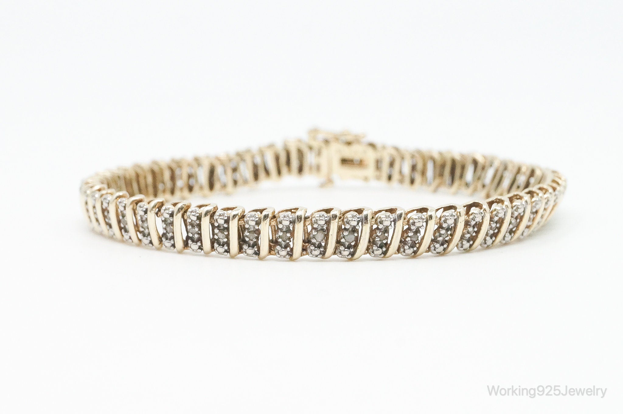 Vintage Designer Diamond Gold Vermeil Sterling Silver Bracelet