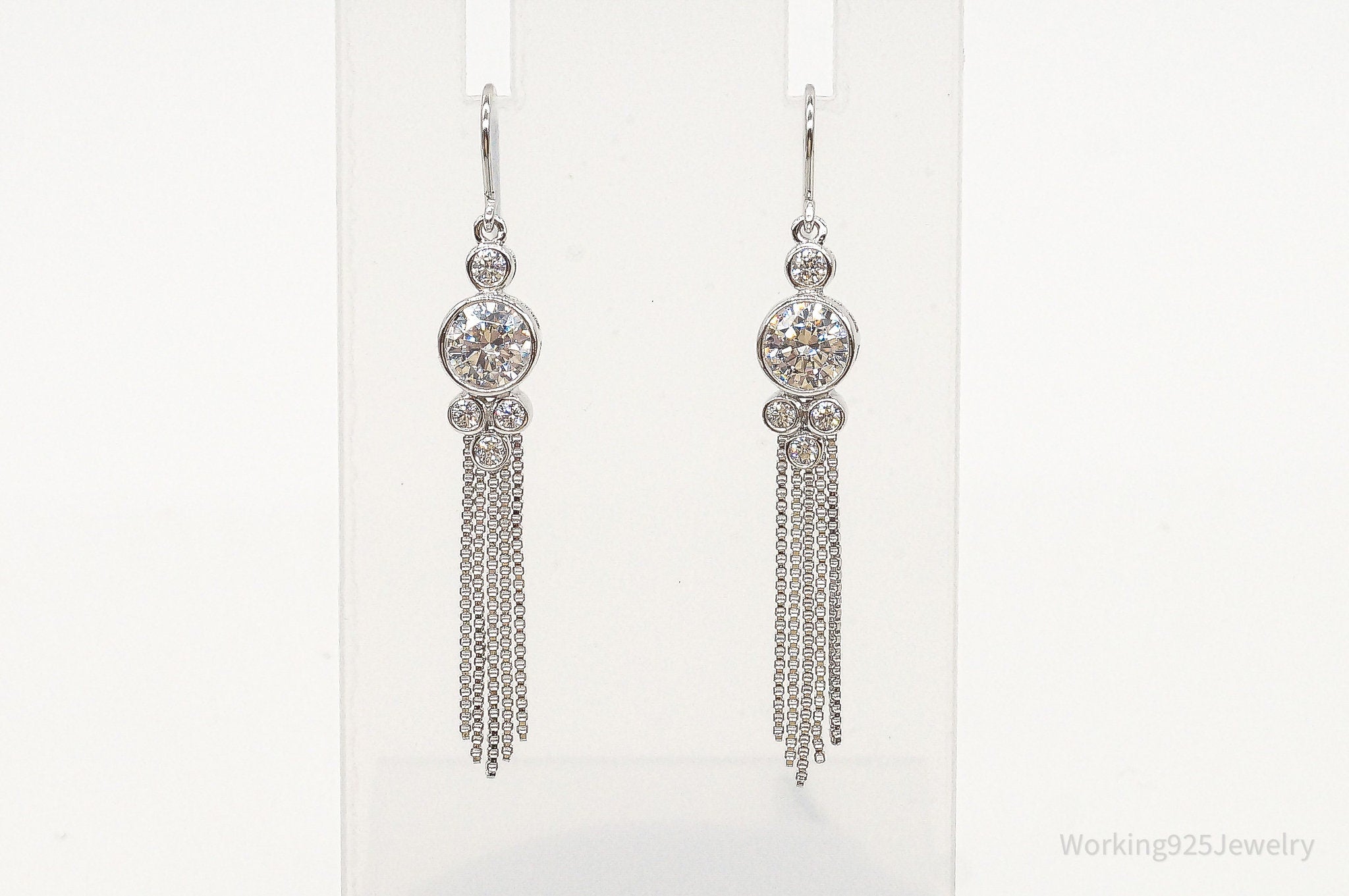 Large Cubic Zirconia Sterling Silver Earrings