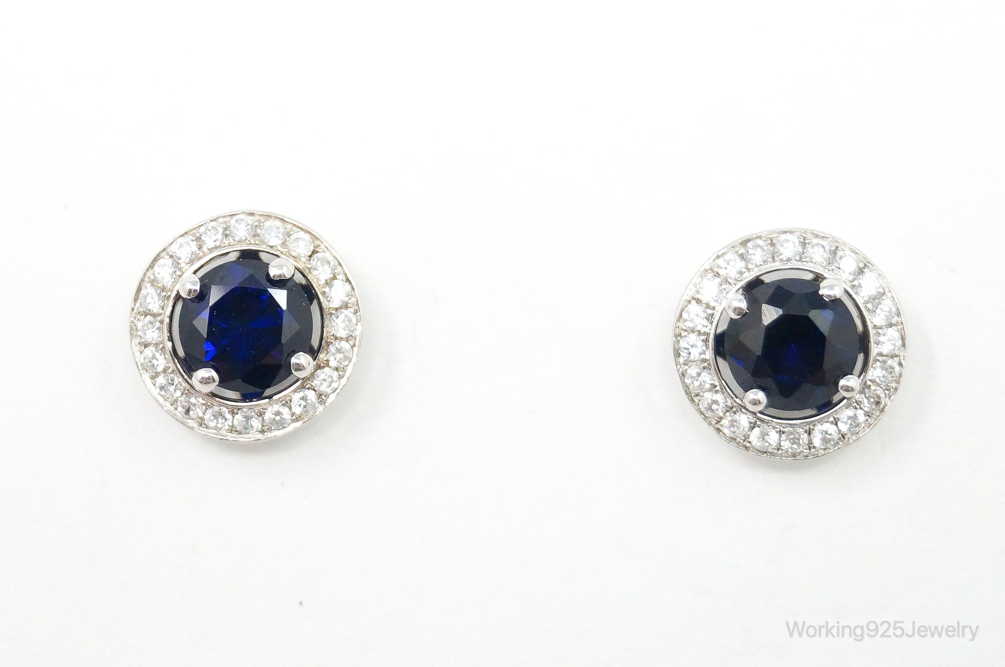 Designer Sapphire Cubic Zirconia Sterling Silver Earrings