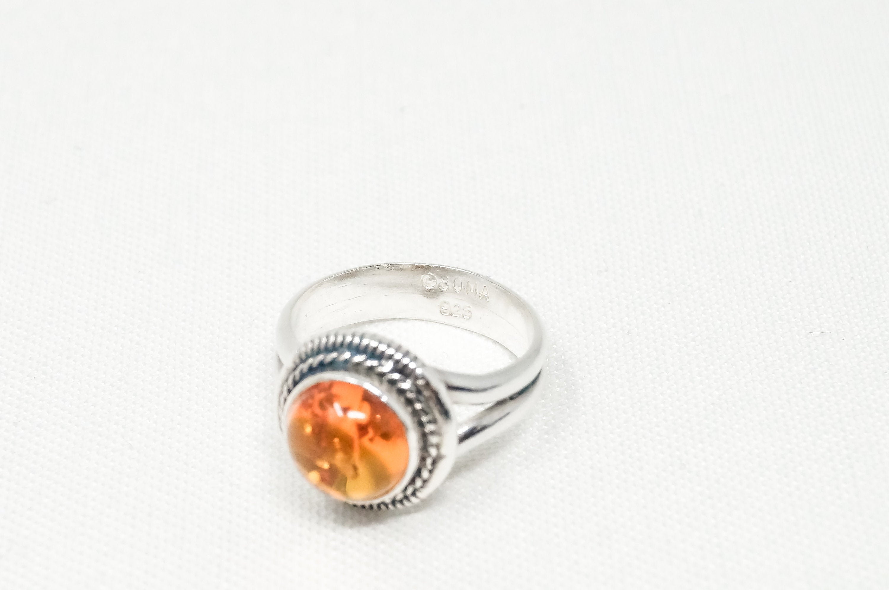 Vintage Designer BOMA Amber Rope Design Sterling Silver Ring - Sz 5 -783750436