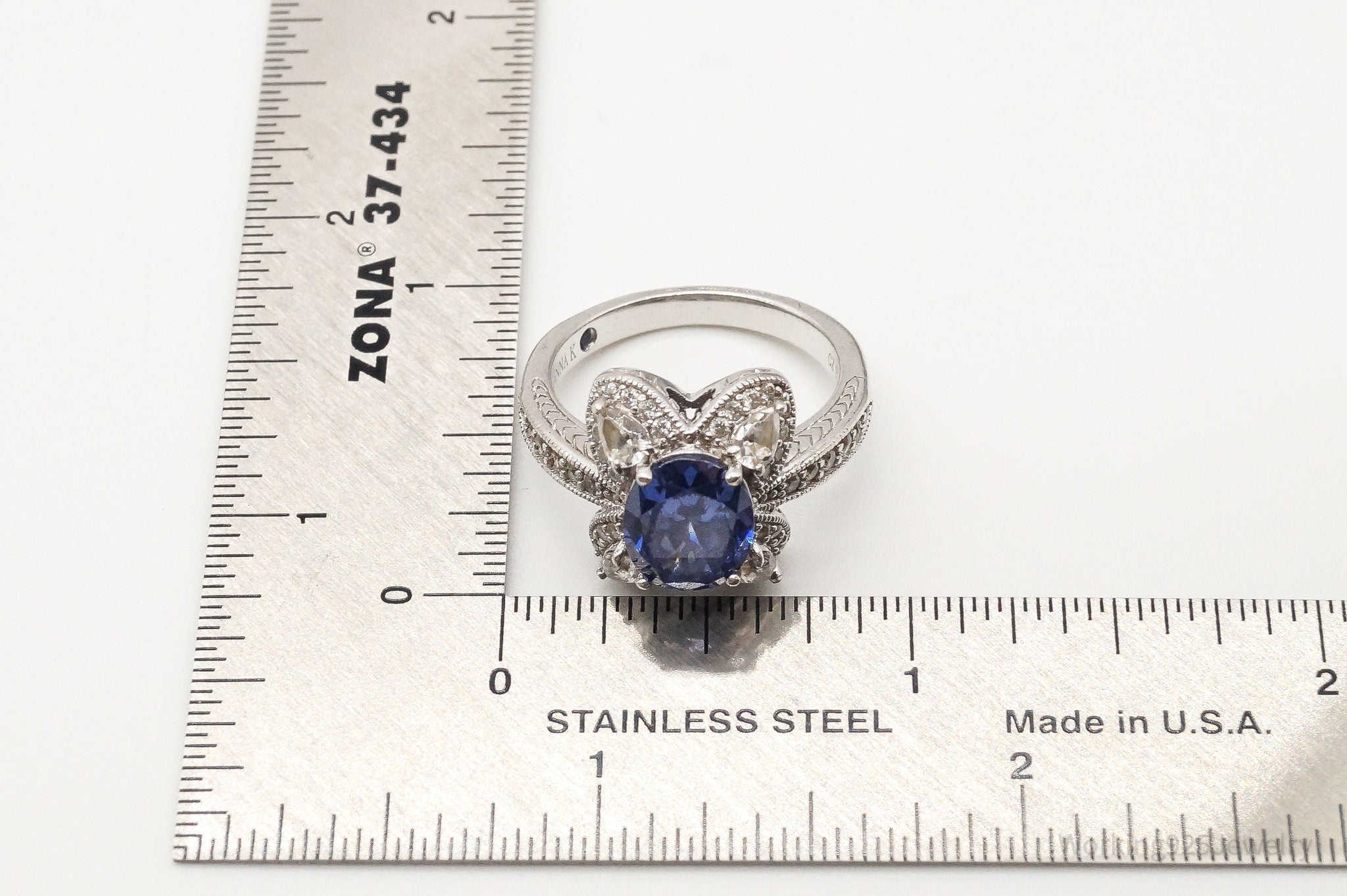 Designer Vanna K Tanzanite Simulant Cubic Zirconia Sterling Silver Ring -SZ 8