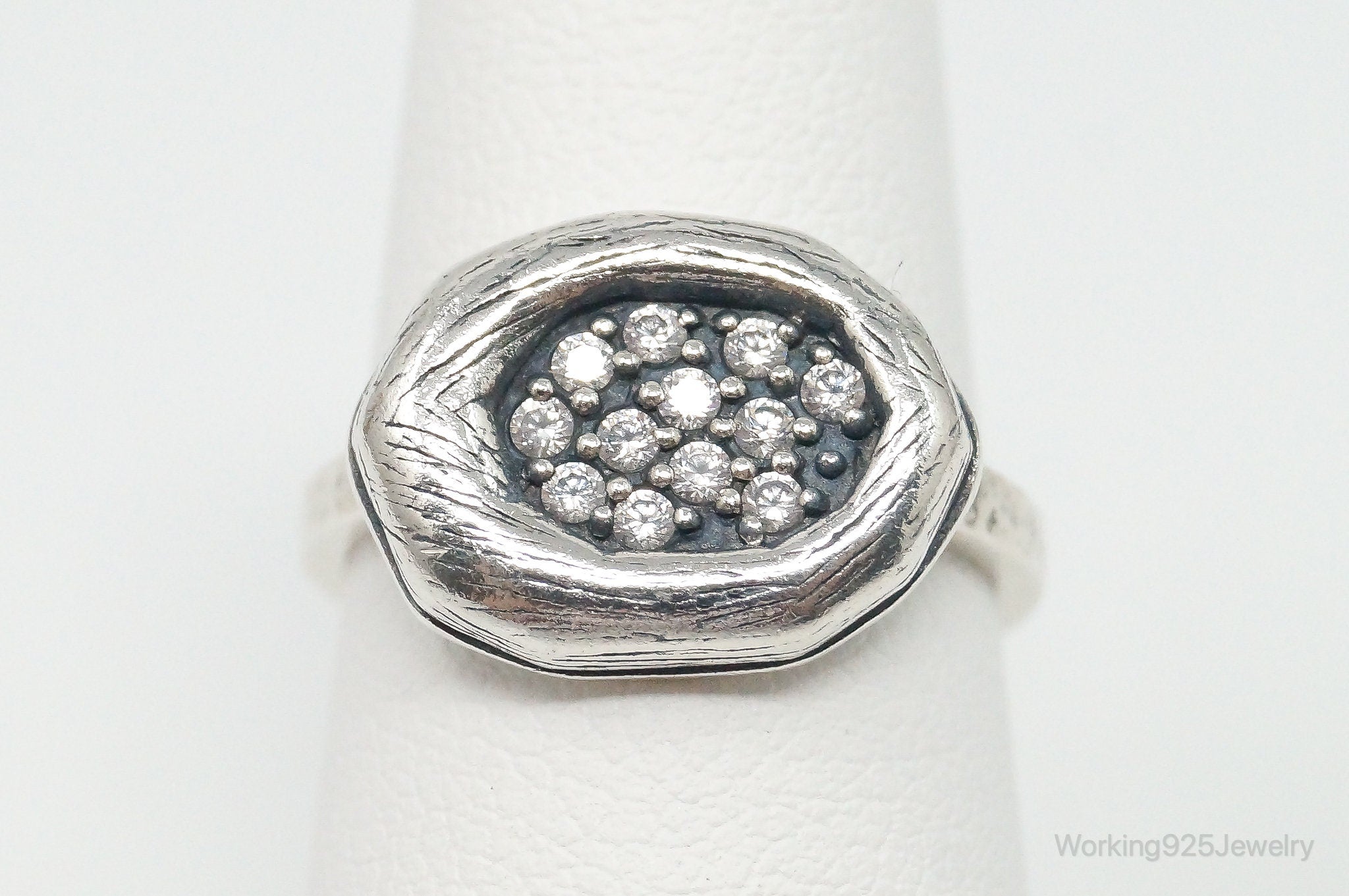 Designer Silpada Cubic Zirconia Retired Sterling Silver Ring - Size 5.25