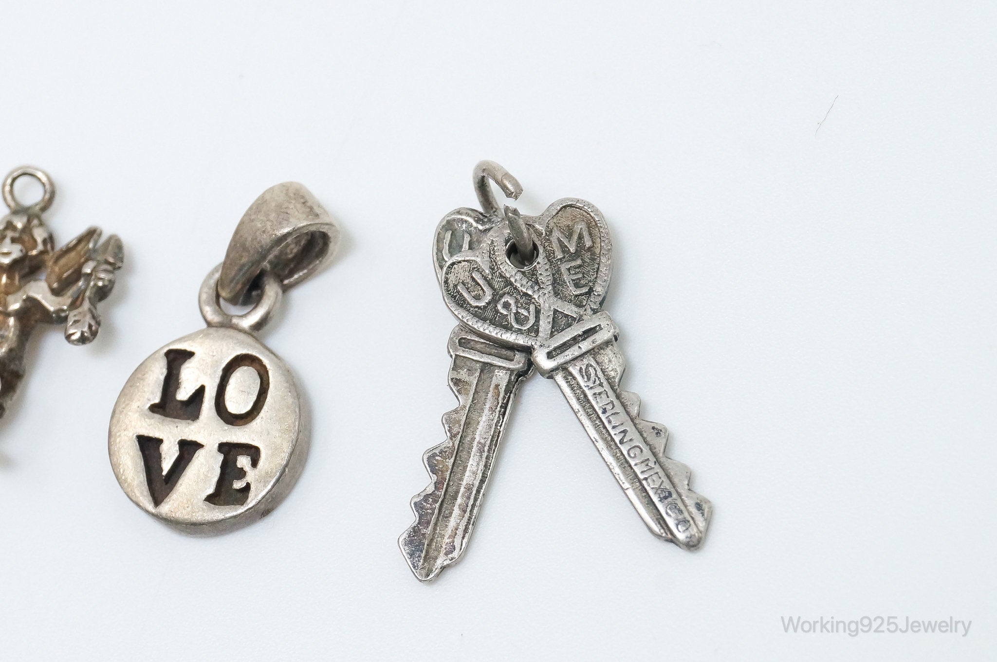 Vintage Antique Love Sterling Silver Charms Set Lot