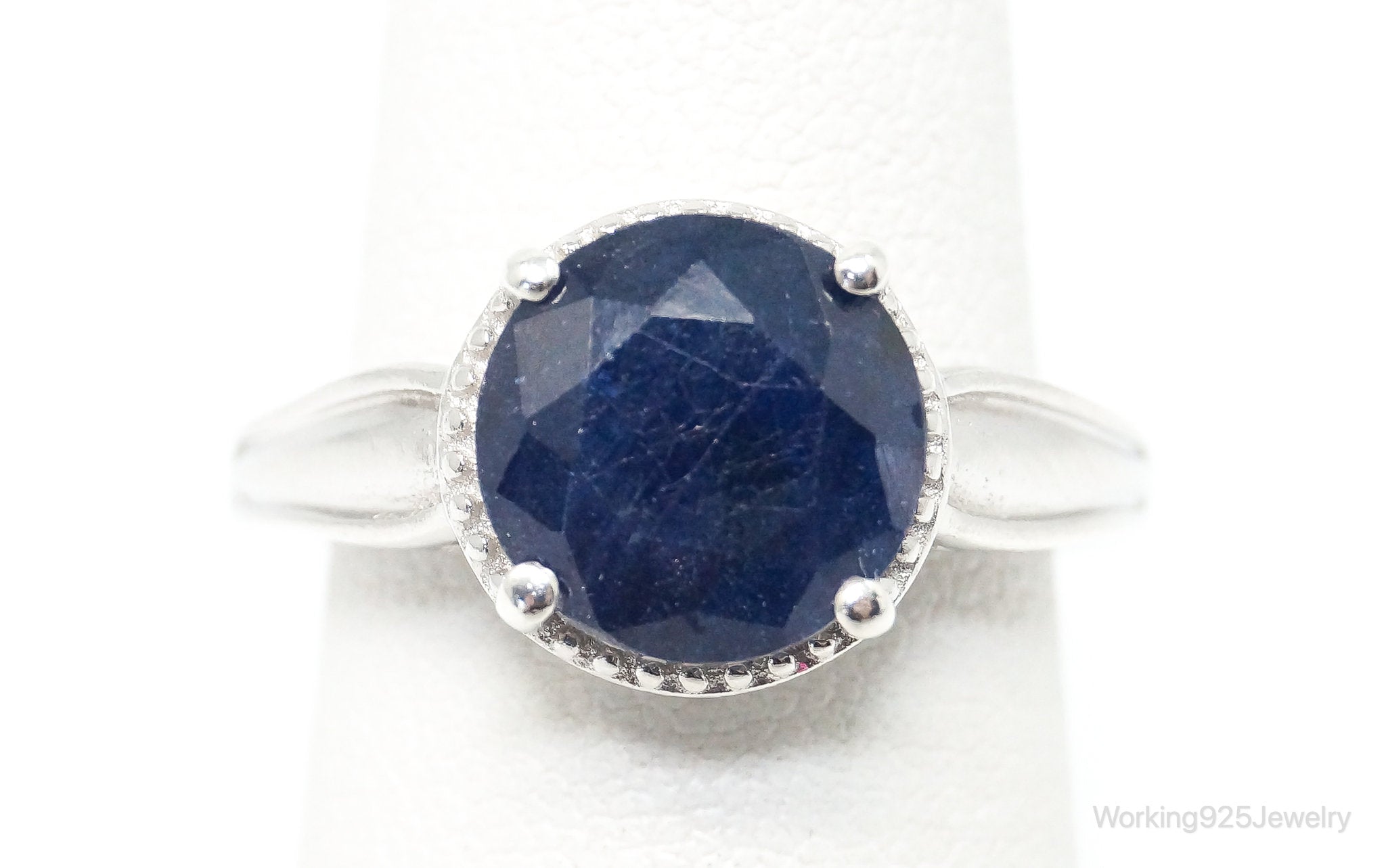 Vintage Art Deco Style Sapphire Sterling Silver Ring - Size 5