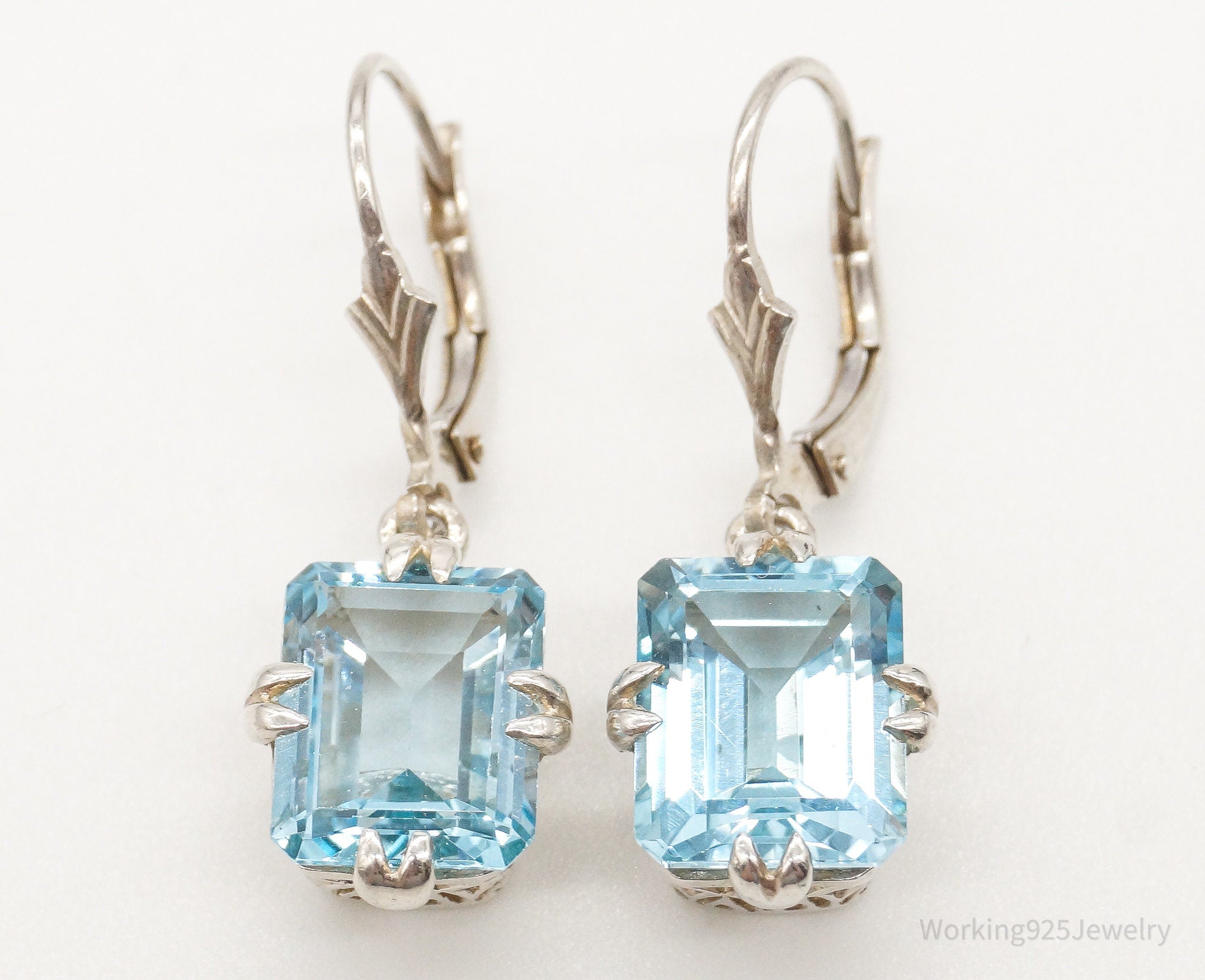 Vintage Designer CNA Blue Topaz Sterling Silver Earrings