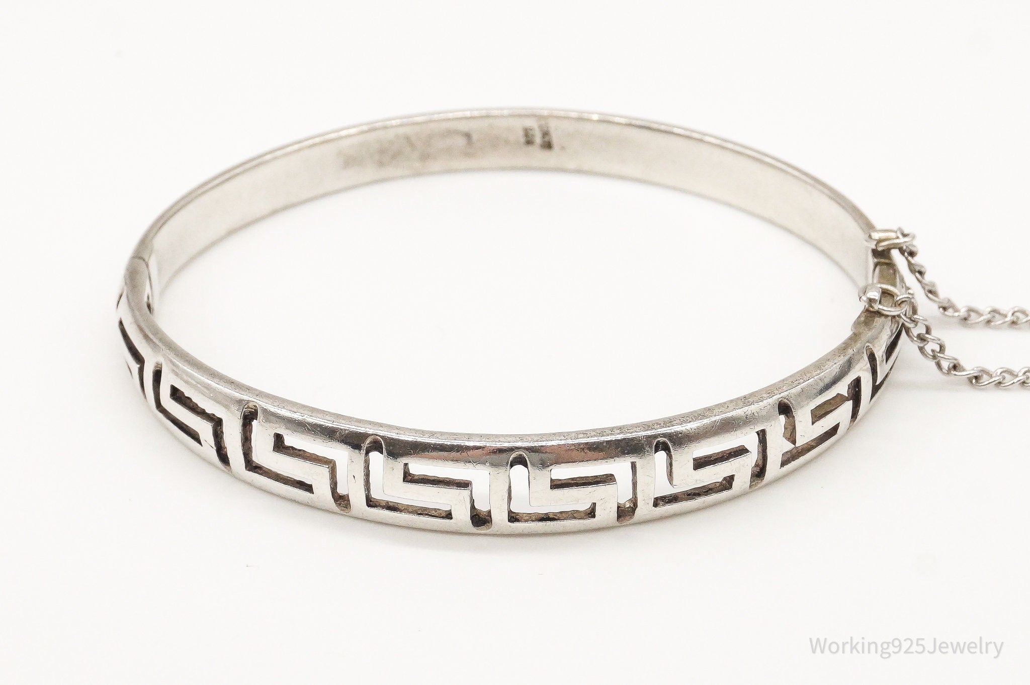 Vintage Greek Key Design Sterling Silver Bracelet