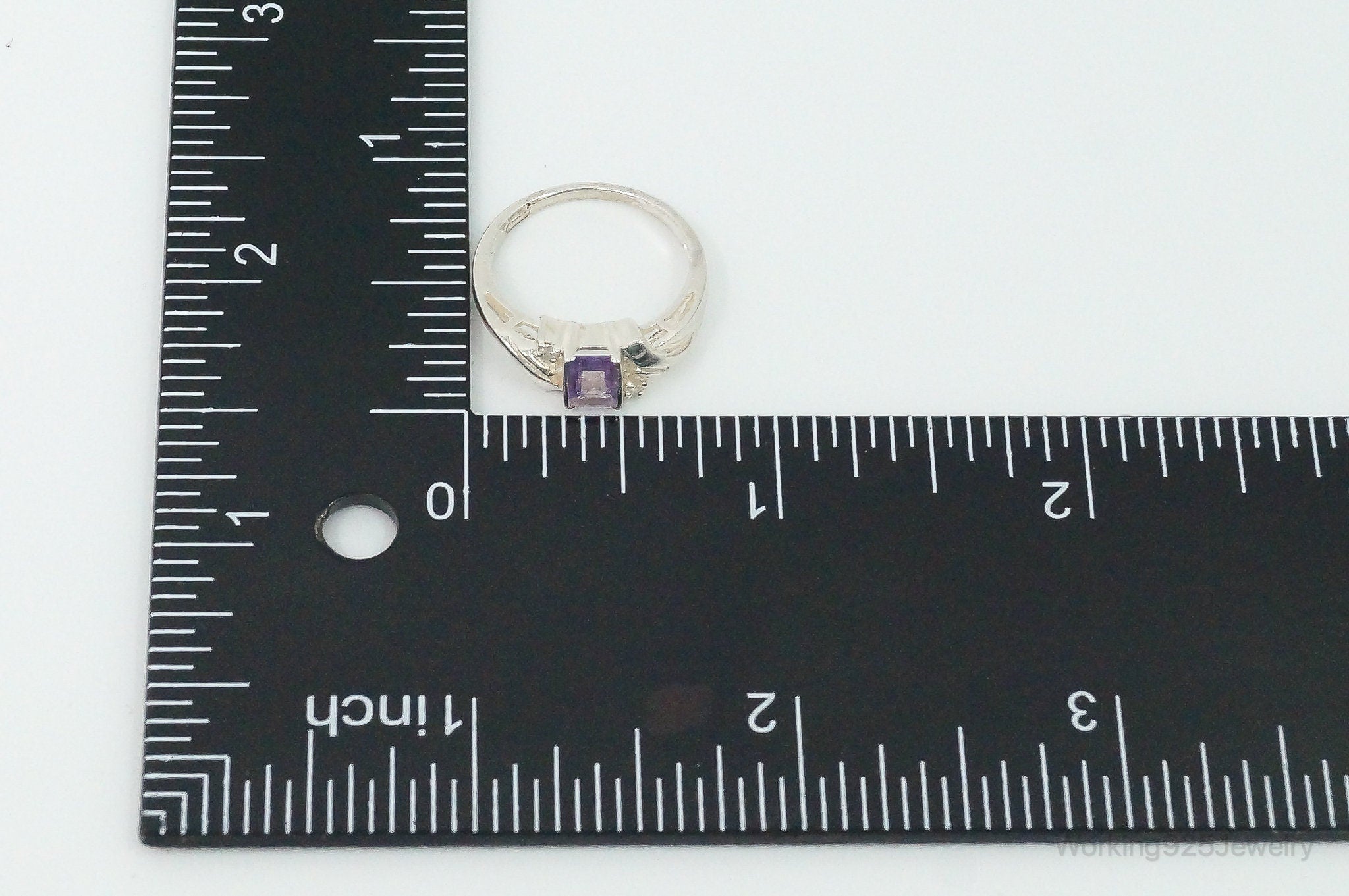 Vintage Avon Amethyst Cubic Zirconia Sterling Silver Band Ring - Size 6