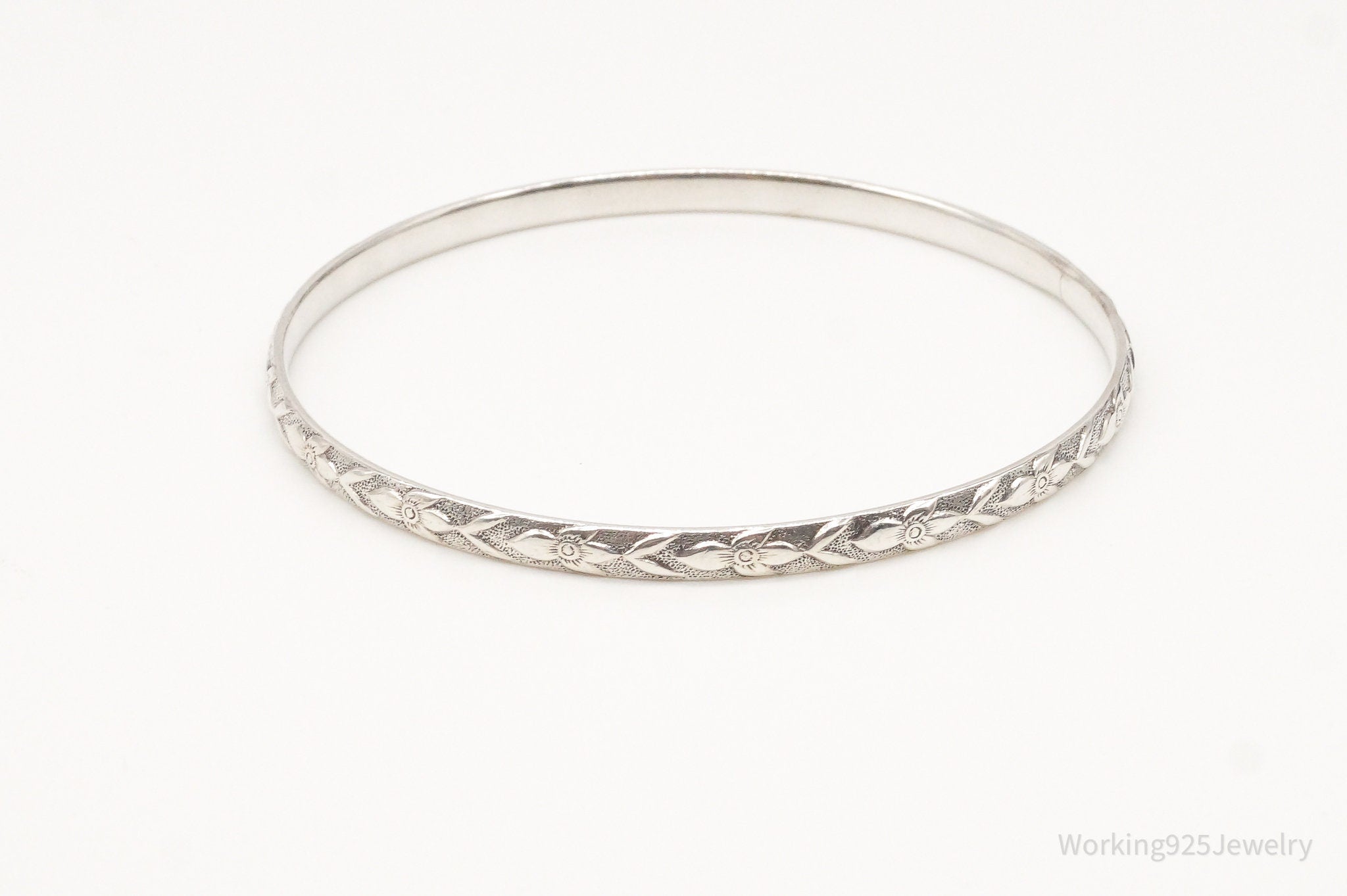 Antique Art Nouveau Sterling Silver Bangle Bracelet