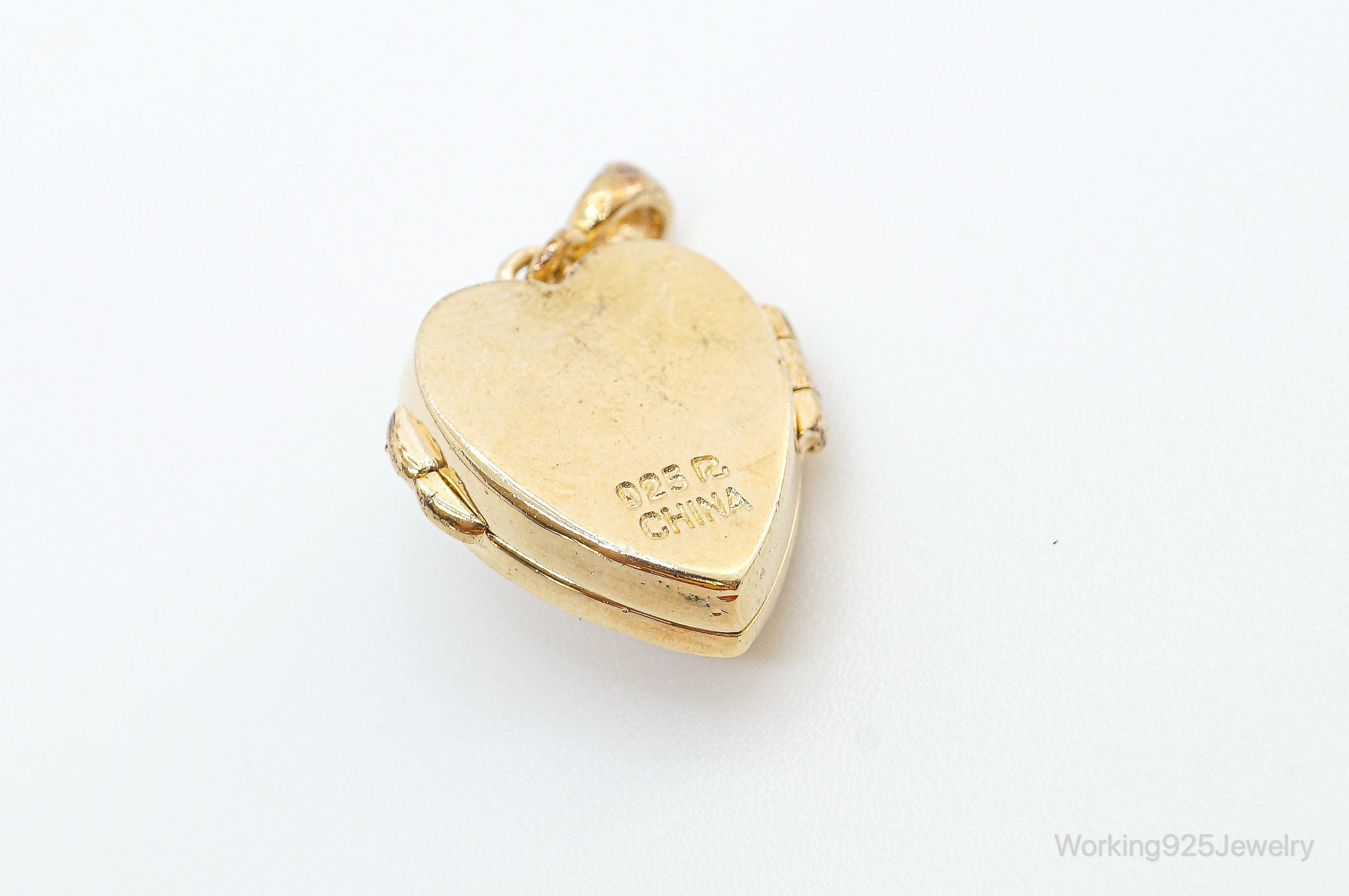Designer Ross Simons Ruby Heart Gold Vermeil Sterling Silver Locket Pendant