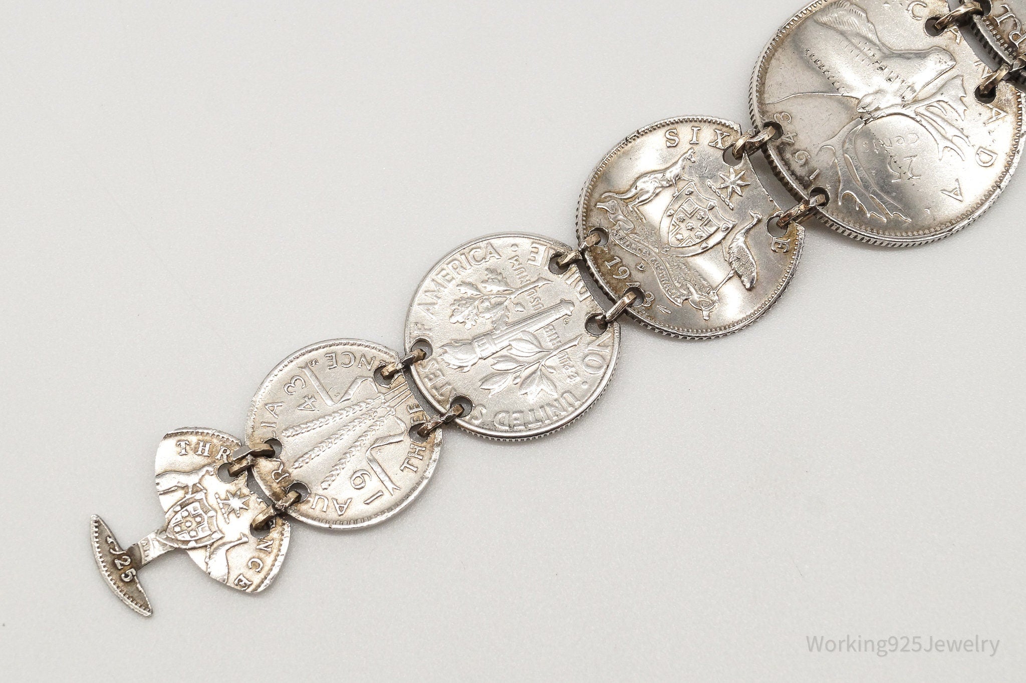 Vintage "Adelaide" Name Coins Silver Bracelet