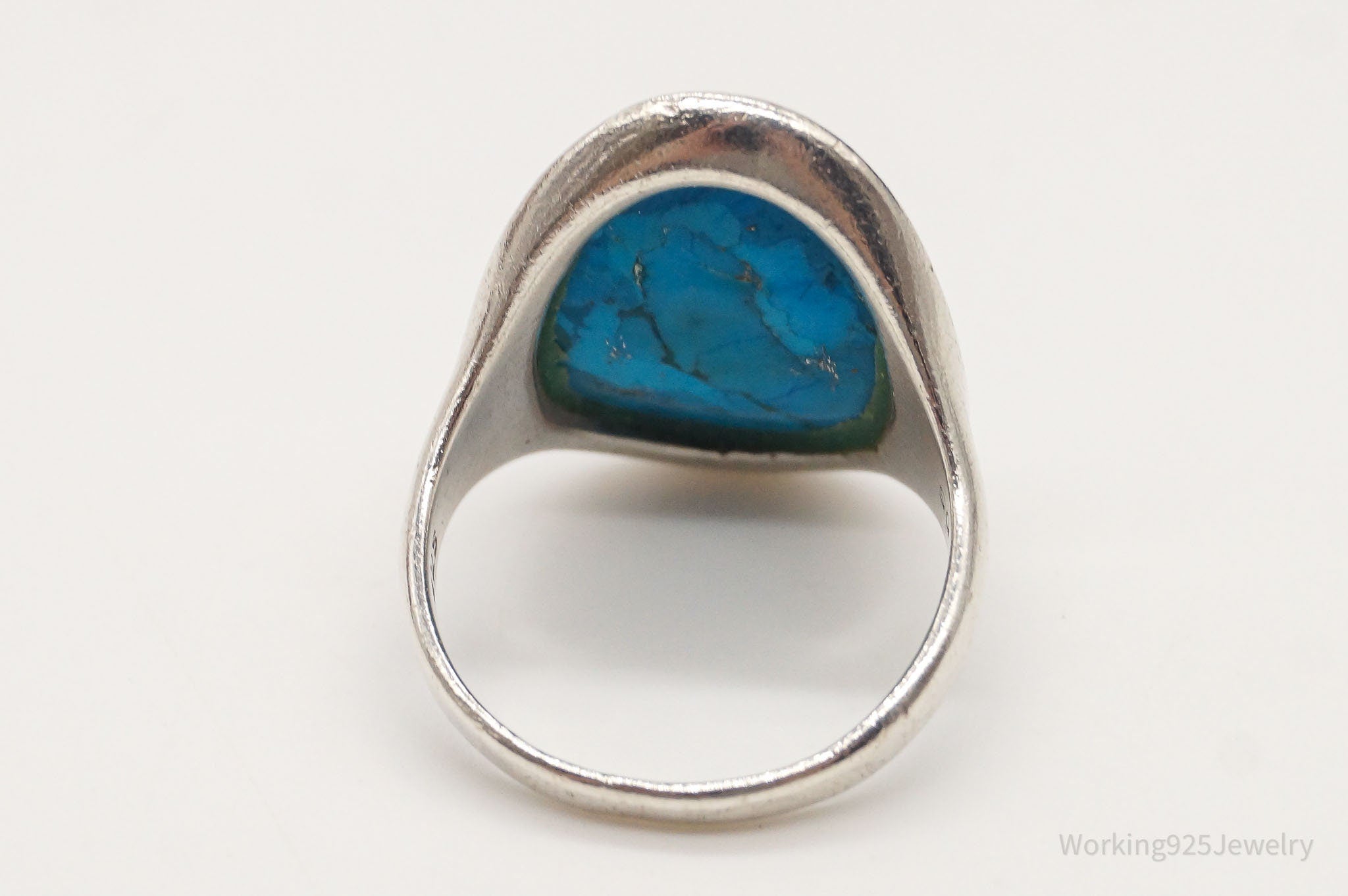 Vintage Blue Turquoise Sterling Silver Ring - Size 6.5