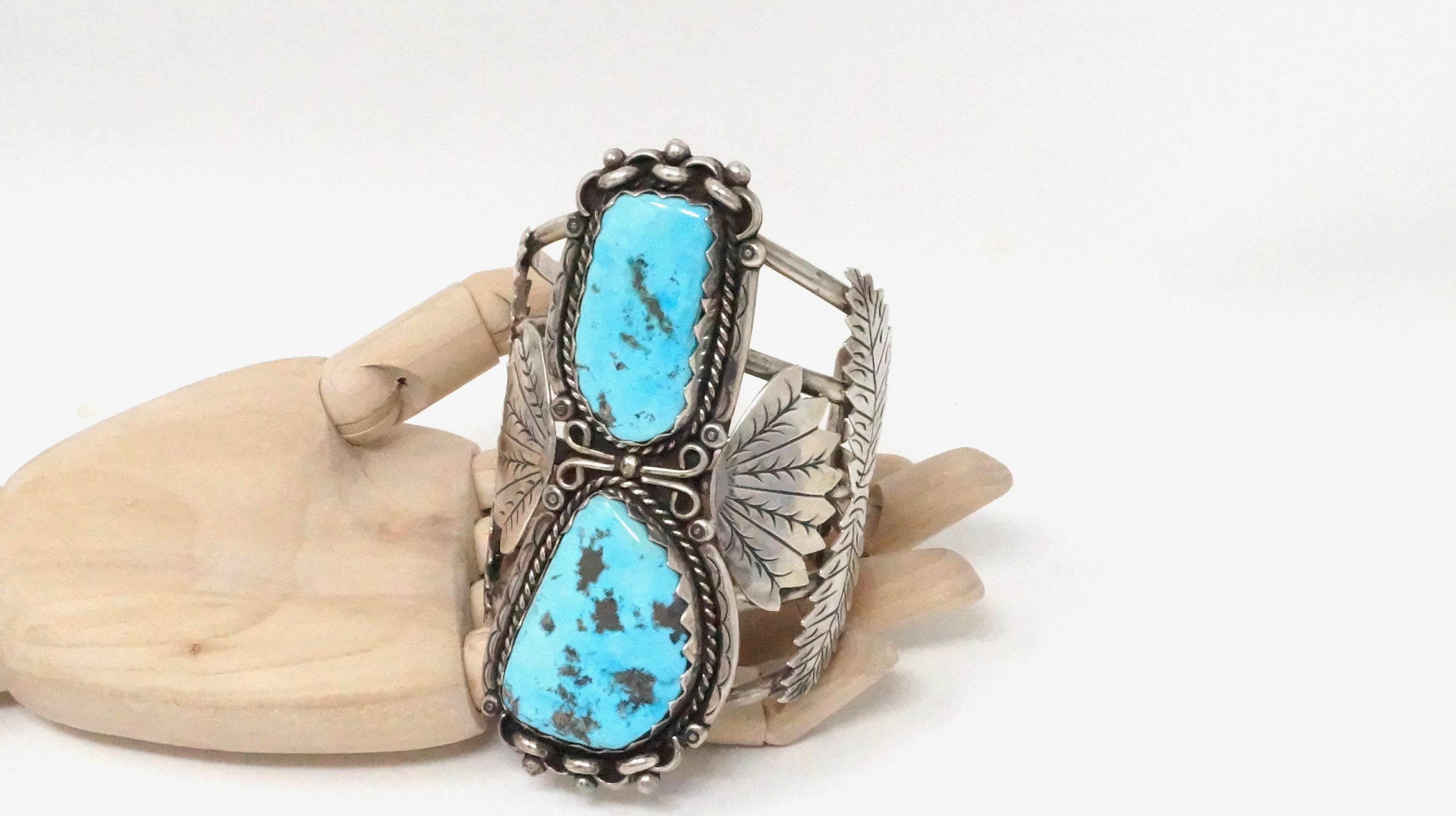 RARE Native American Beverly 27 Years Turquoise Sterling Silver Cuff Bracelet