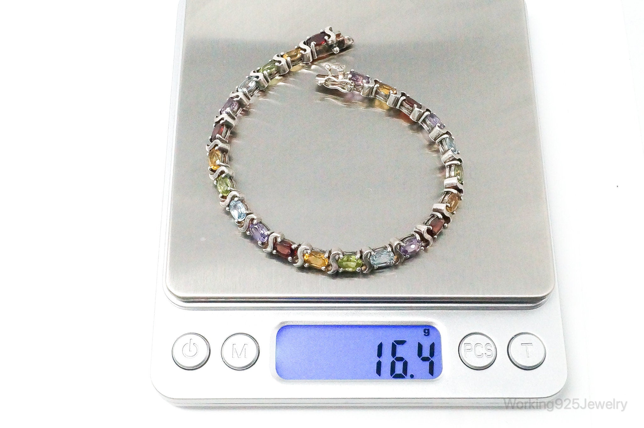 Vintage Designer Multi Gem Sterling Silver Bracelet