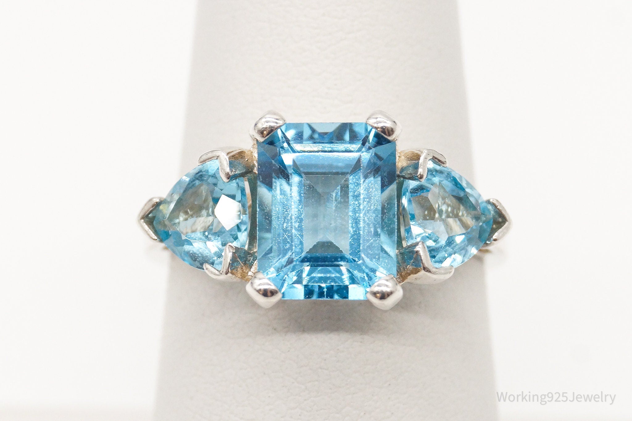 Vintage Blue Topaz Sterling Silver Ring Size 6.75