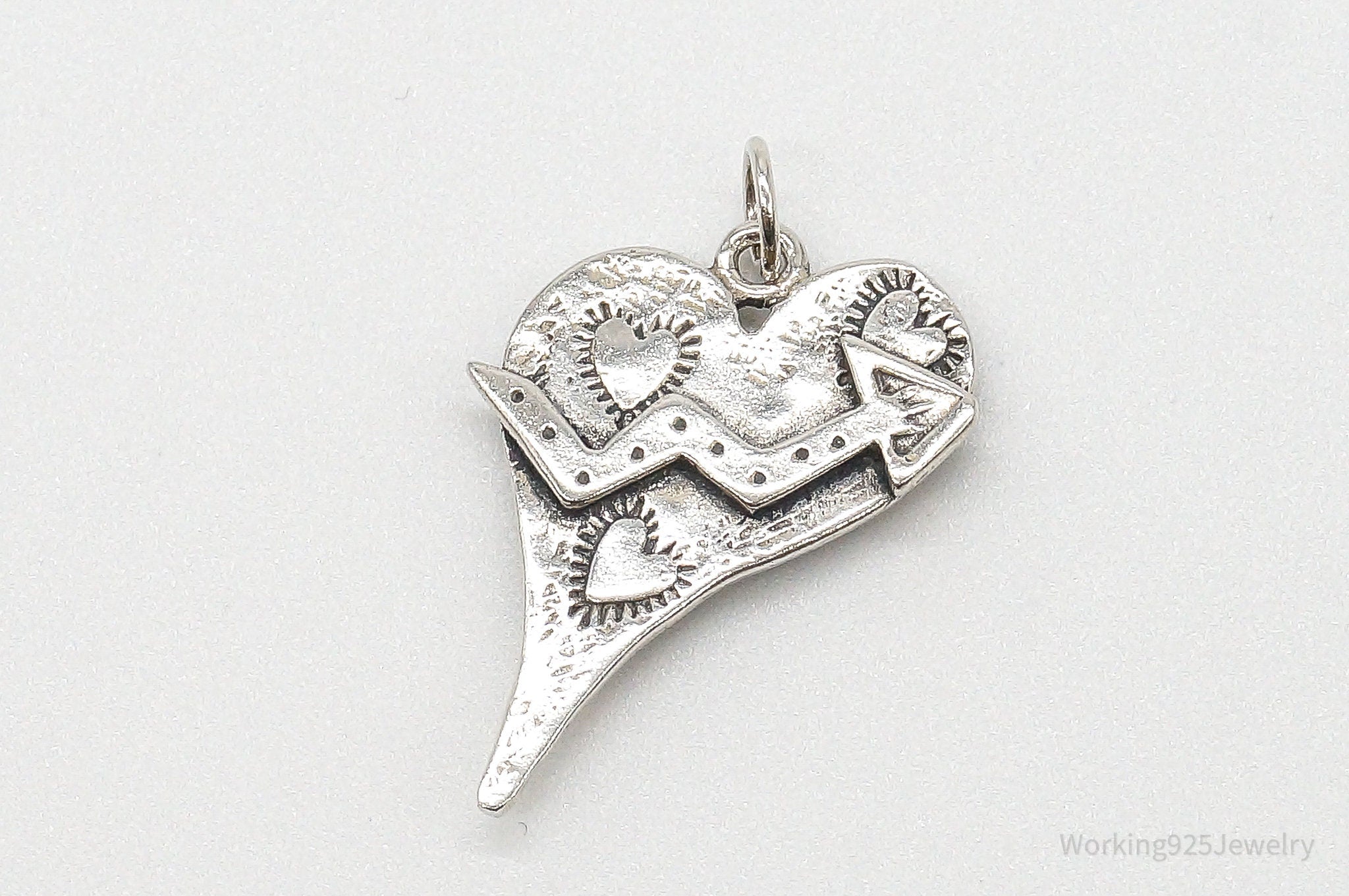 Vintage Artsy Heart Sterling Silver Pendant