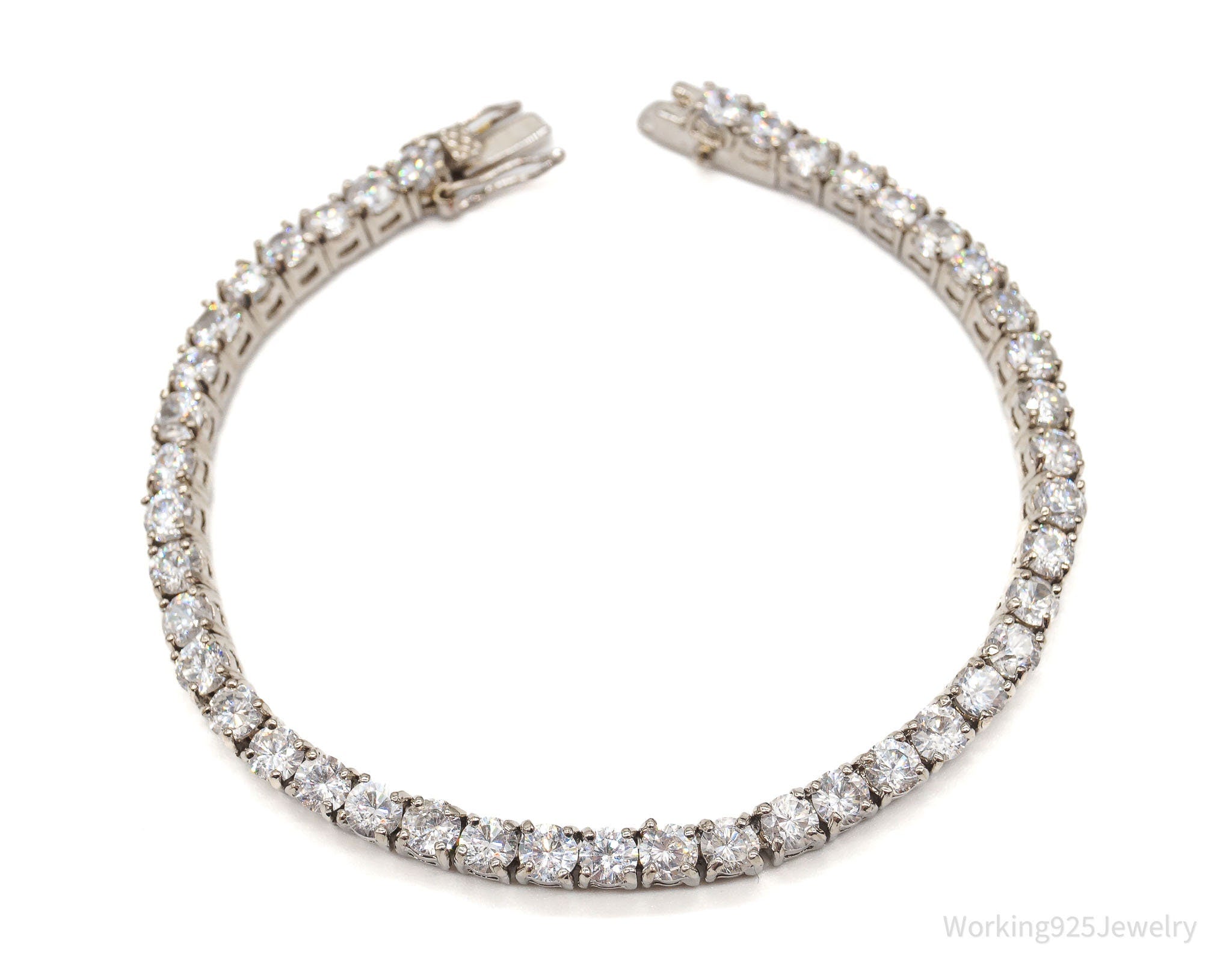 Vintage Cubic Zirconia Silver Tennis Bracelet