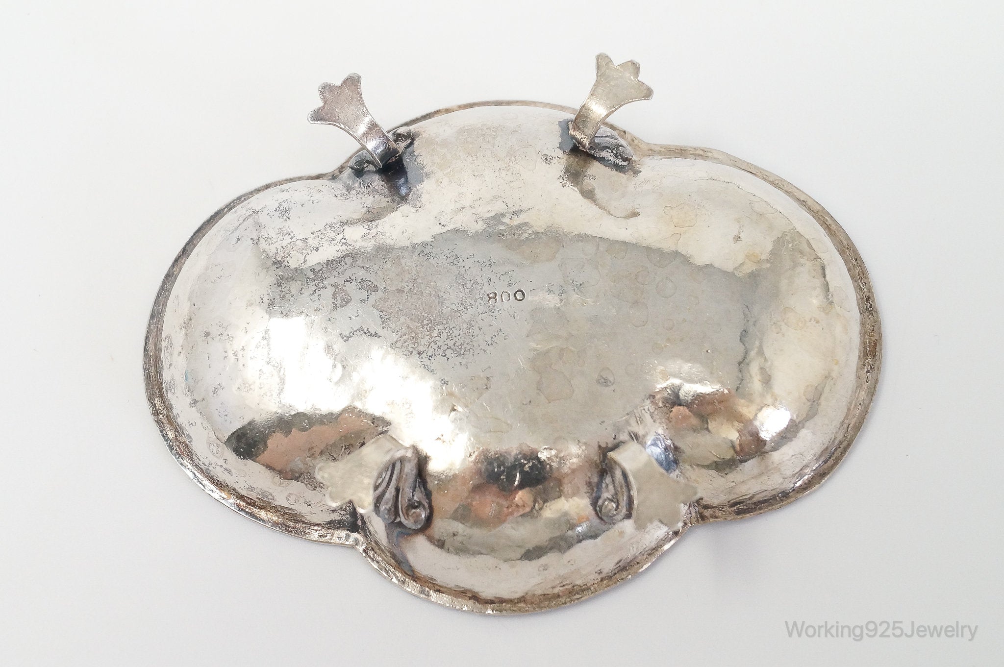 Antique Clawfoot Hammered Style 800 Silver Dish