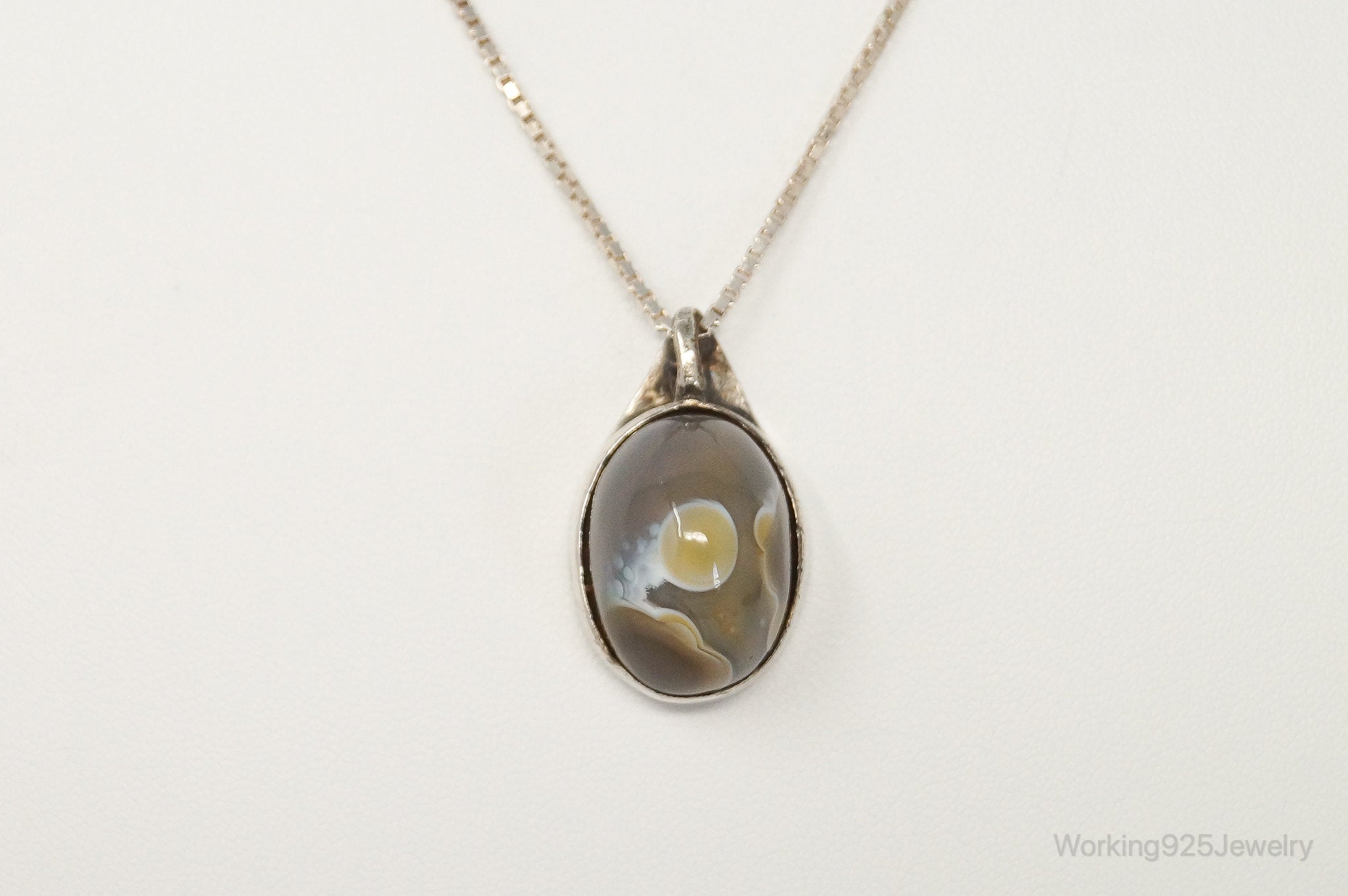 Vintage Agate Sterling Silver Necklace