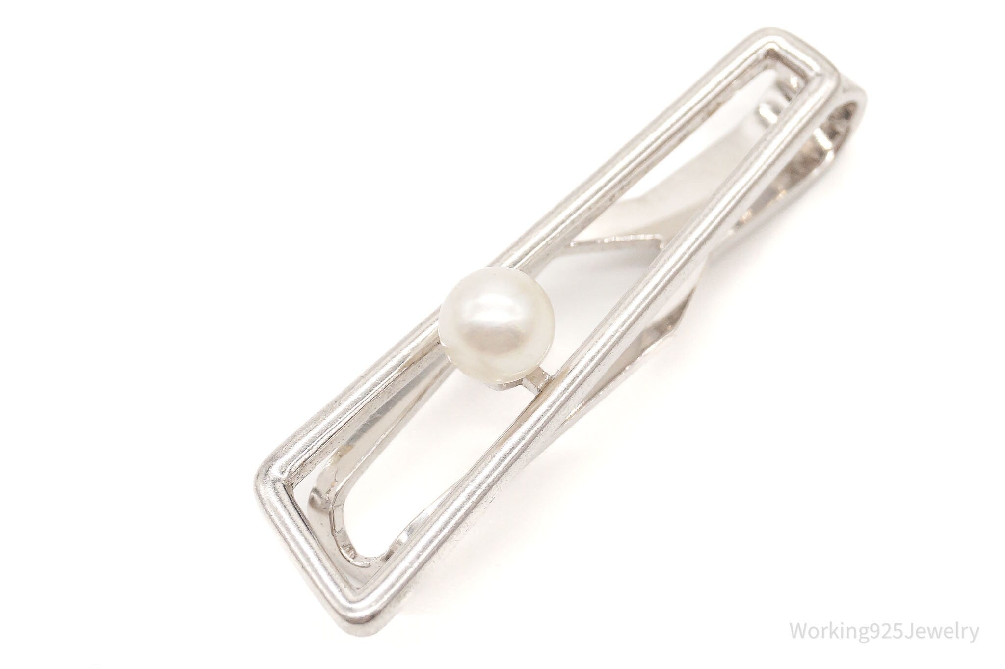 Rare Vintage Authentic Designer Mikimoto Pearl Silver Clip